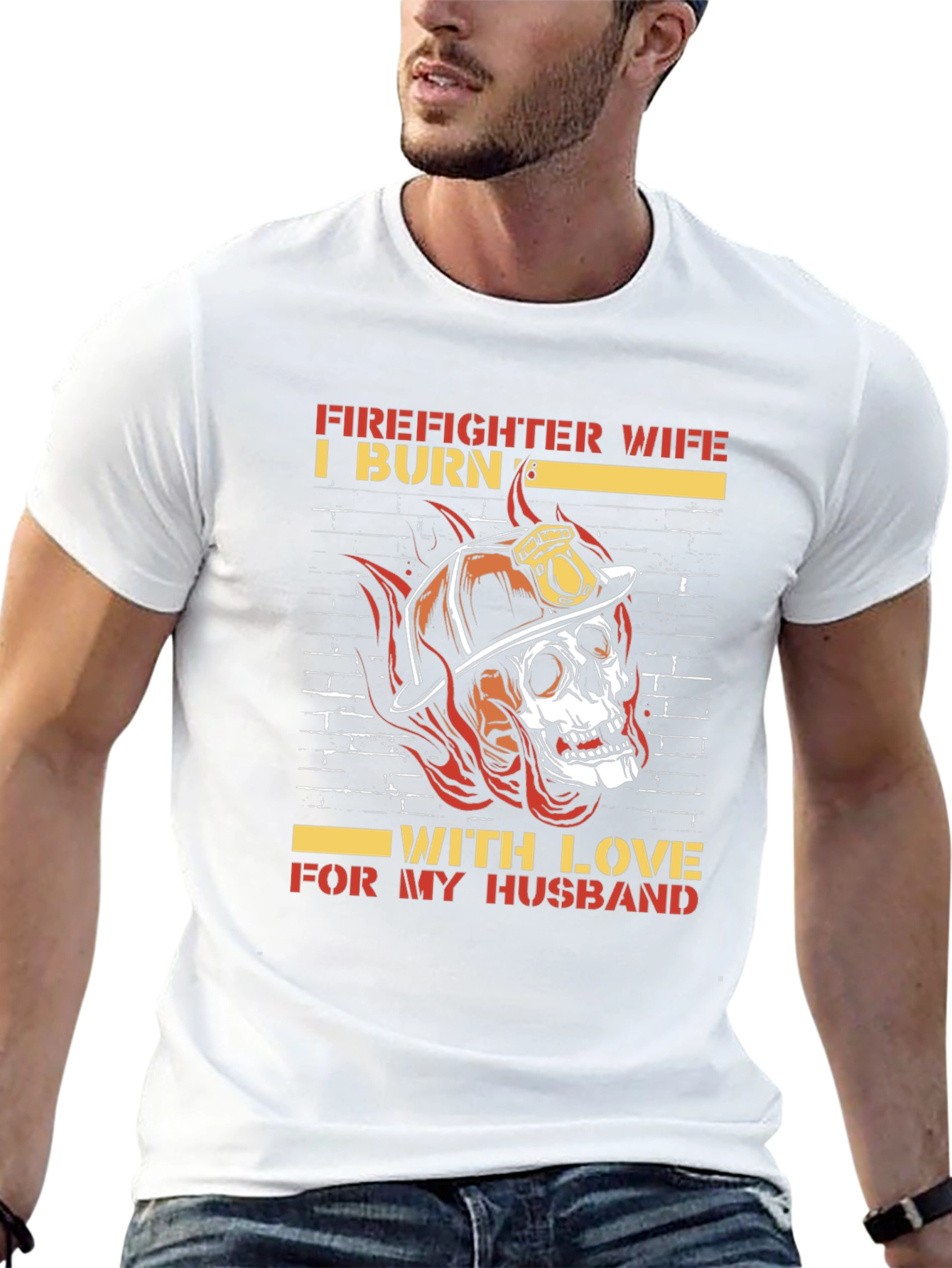 Firefighter Wife Skull Graphic Tee - Husband Love