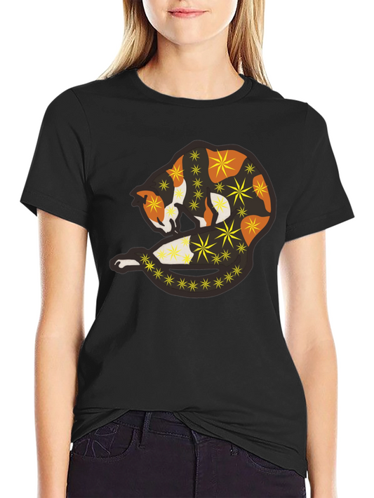 Abstract Cat Starry Graphic Tee - Black Unisex Shirt
