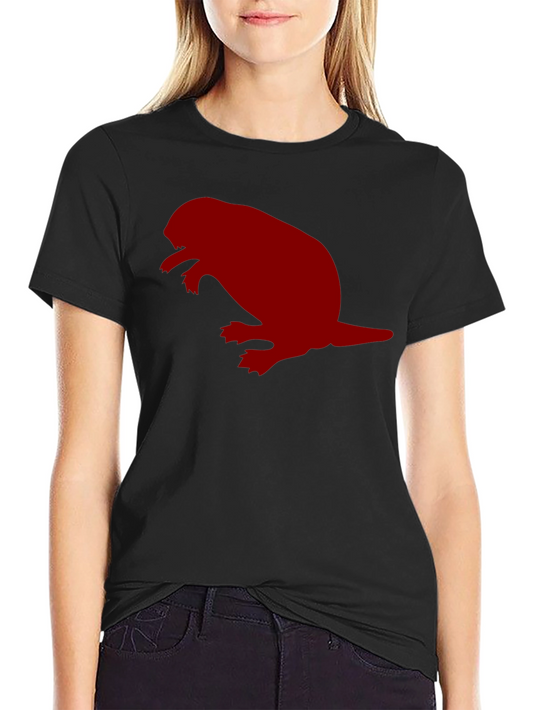 Black T-Shirt with Red Beaver Silhouette