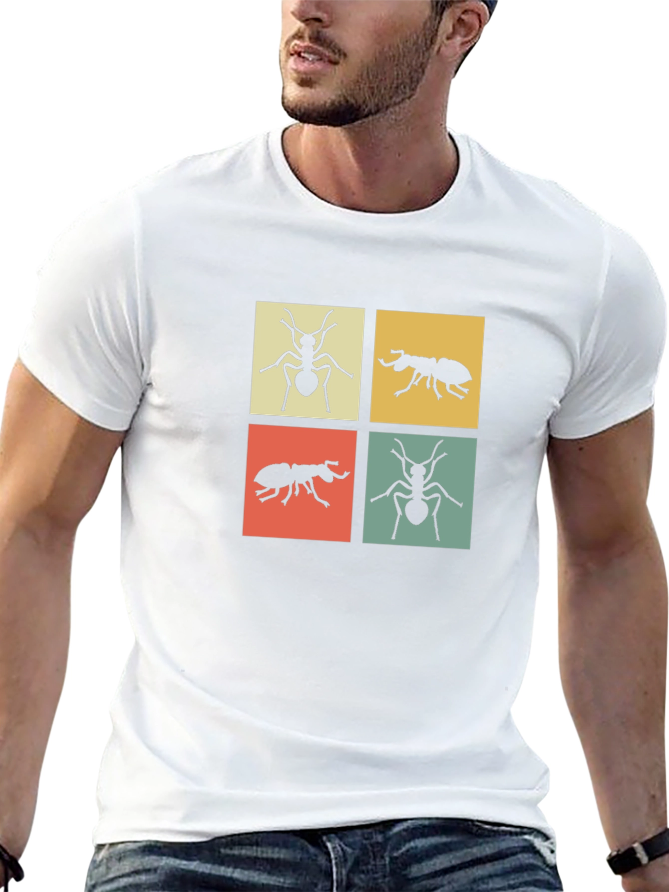 Ant Motif Graphic Tee - Modern Style