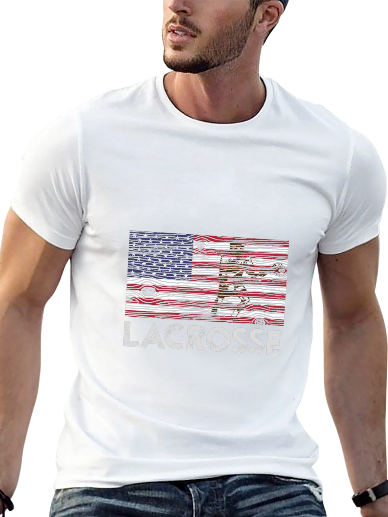 Lacrosse USA Flag Graphic T-Shirt