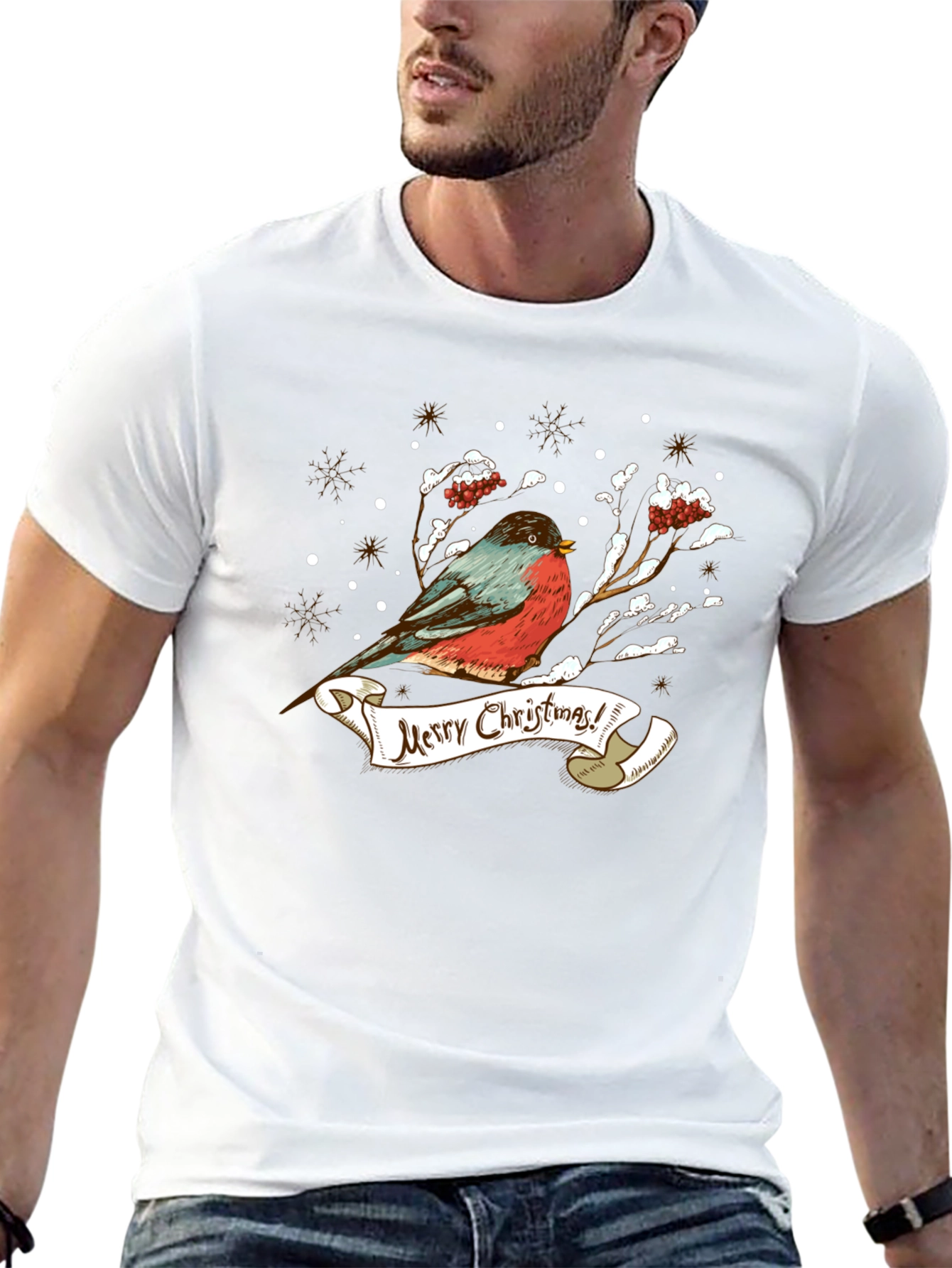 Christmas Bird Graphic T-Shirt