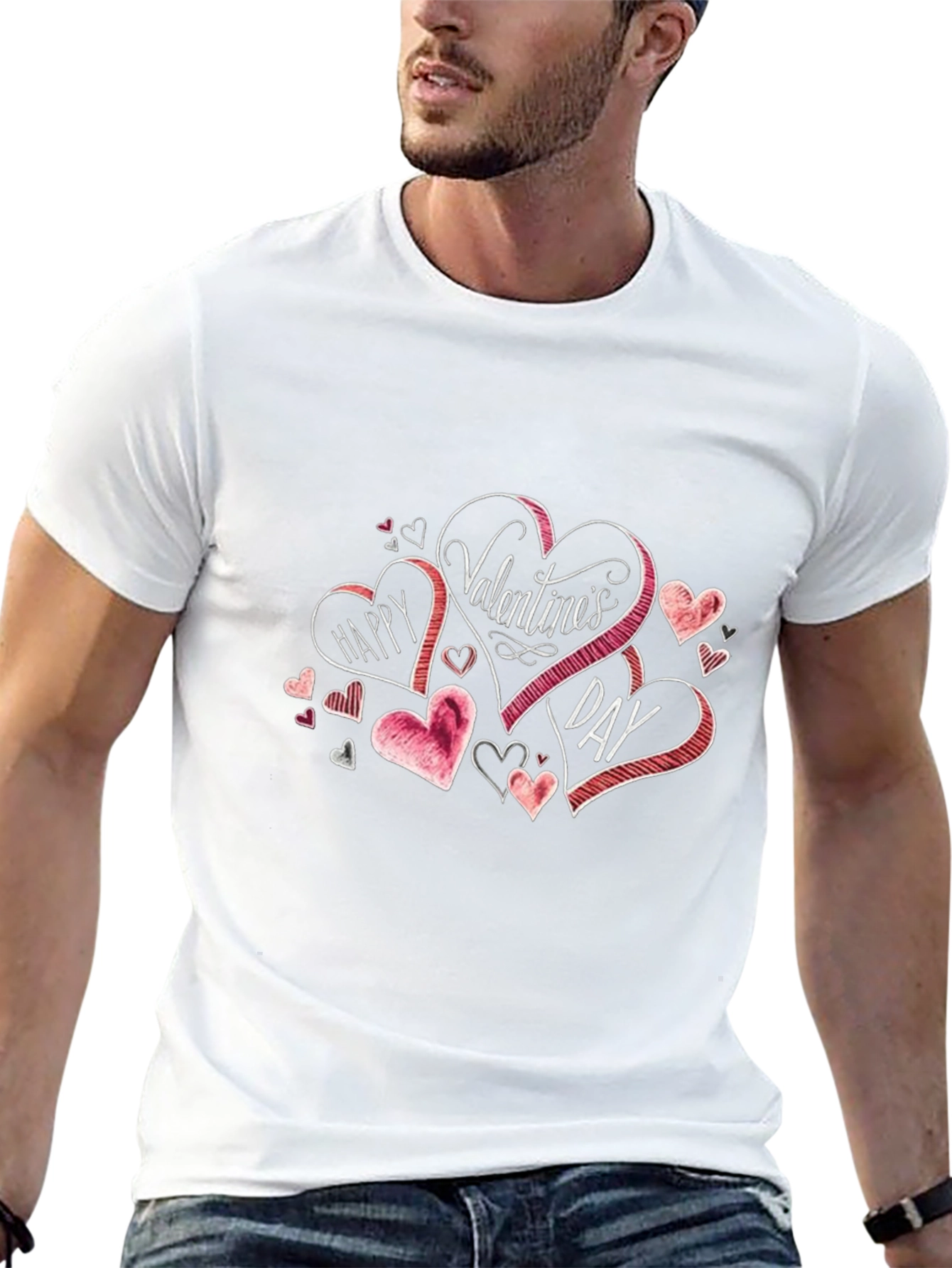 Valentines Day Heart Graphic Black T-Shirt