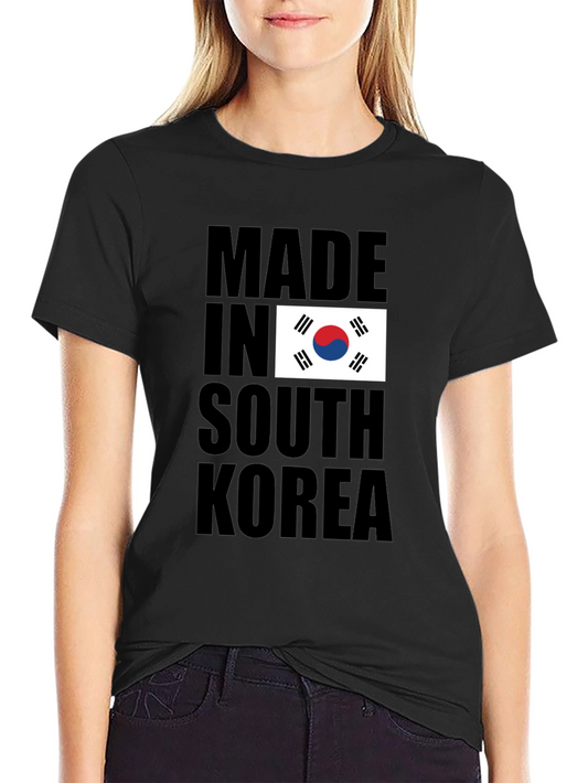 Made in South Korea Graphic Tee - Black Cotton Shirt
