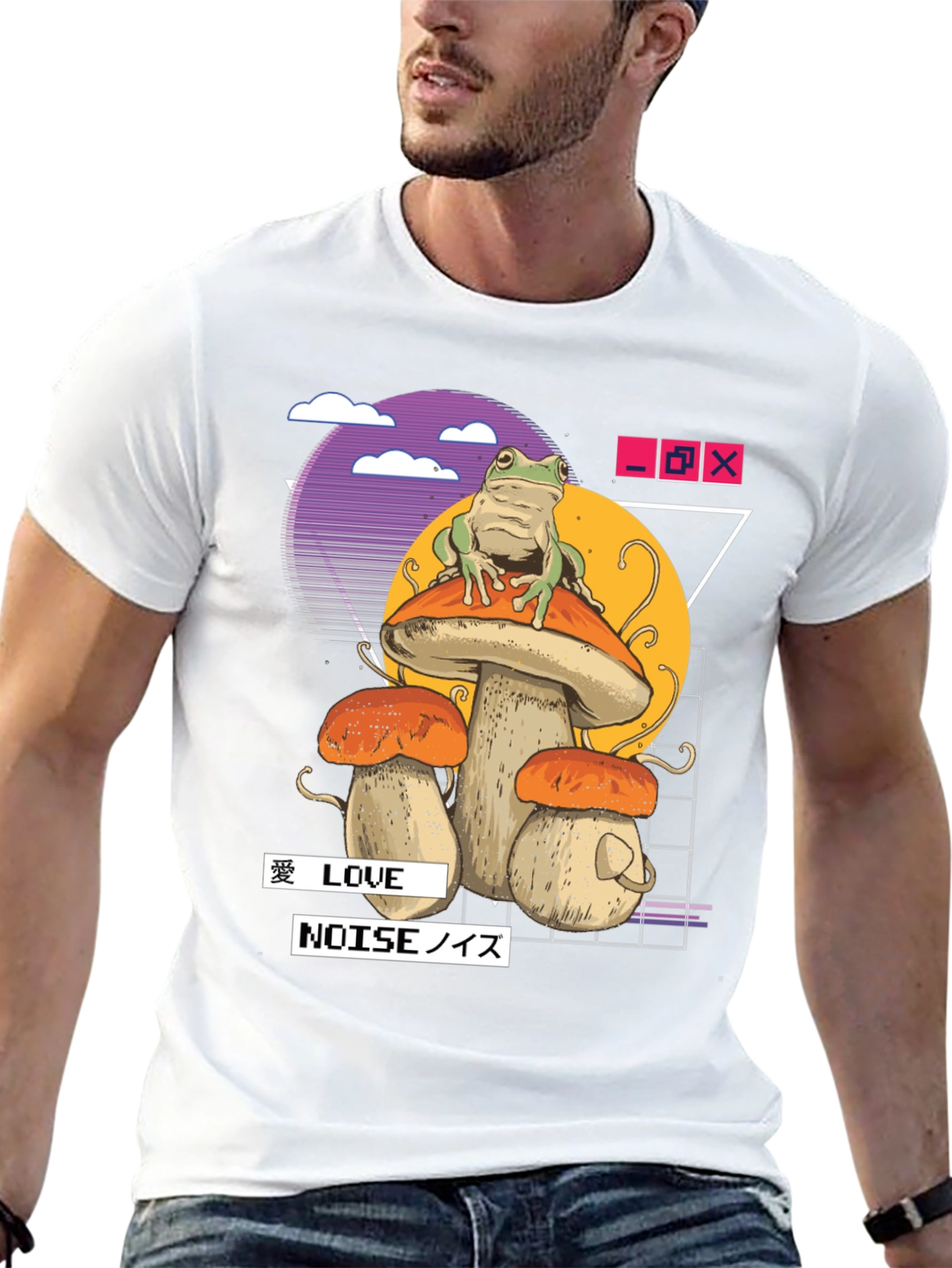 Frog on Mushroom T-Shirt - Vaporwave Aesthetic
