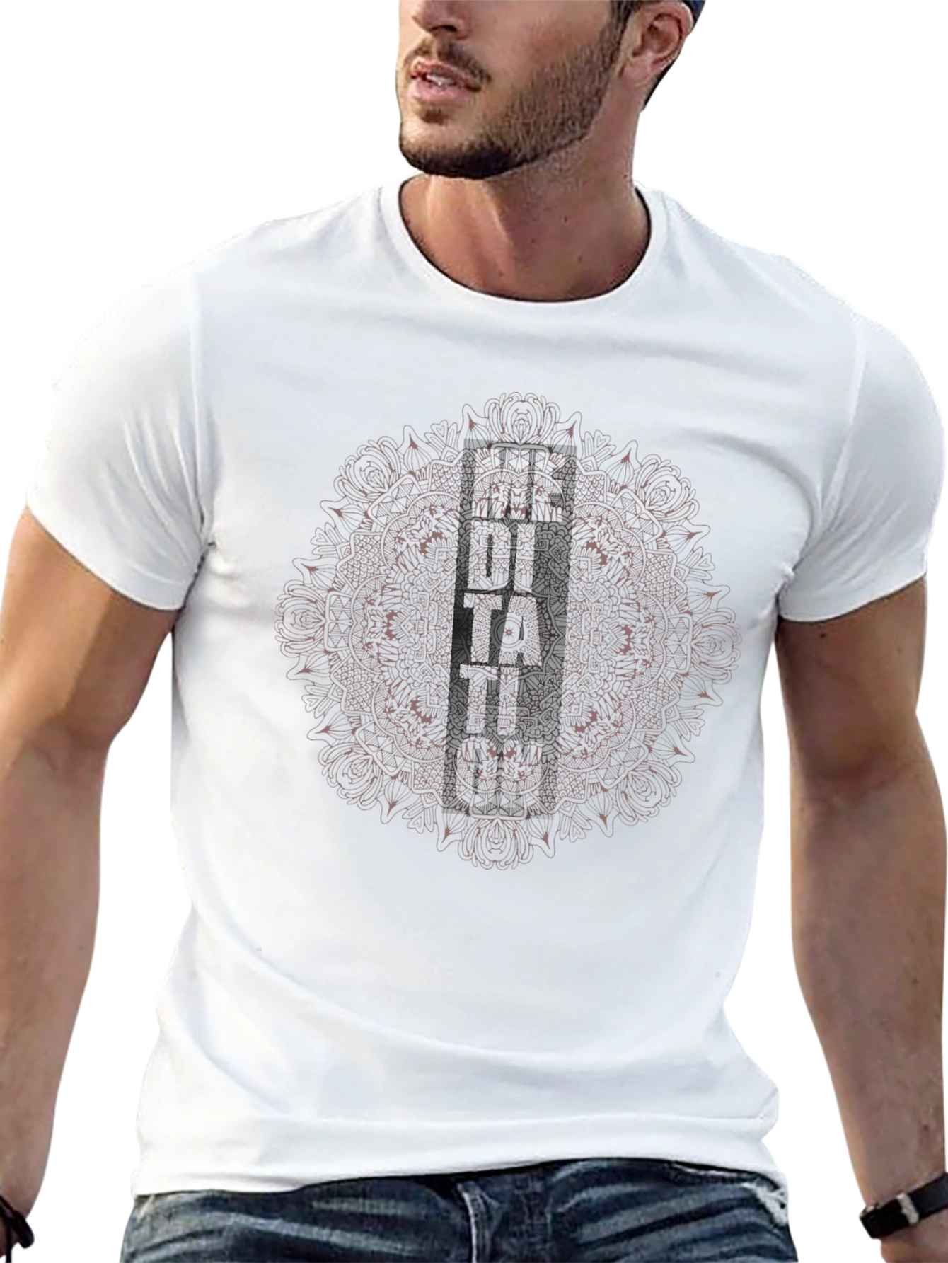 Black Mandala Graphic Print Crew Neck T-Shirt