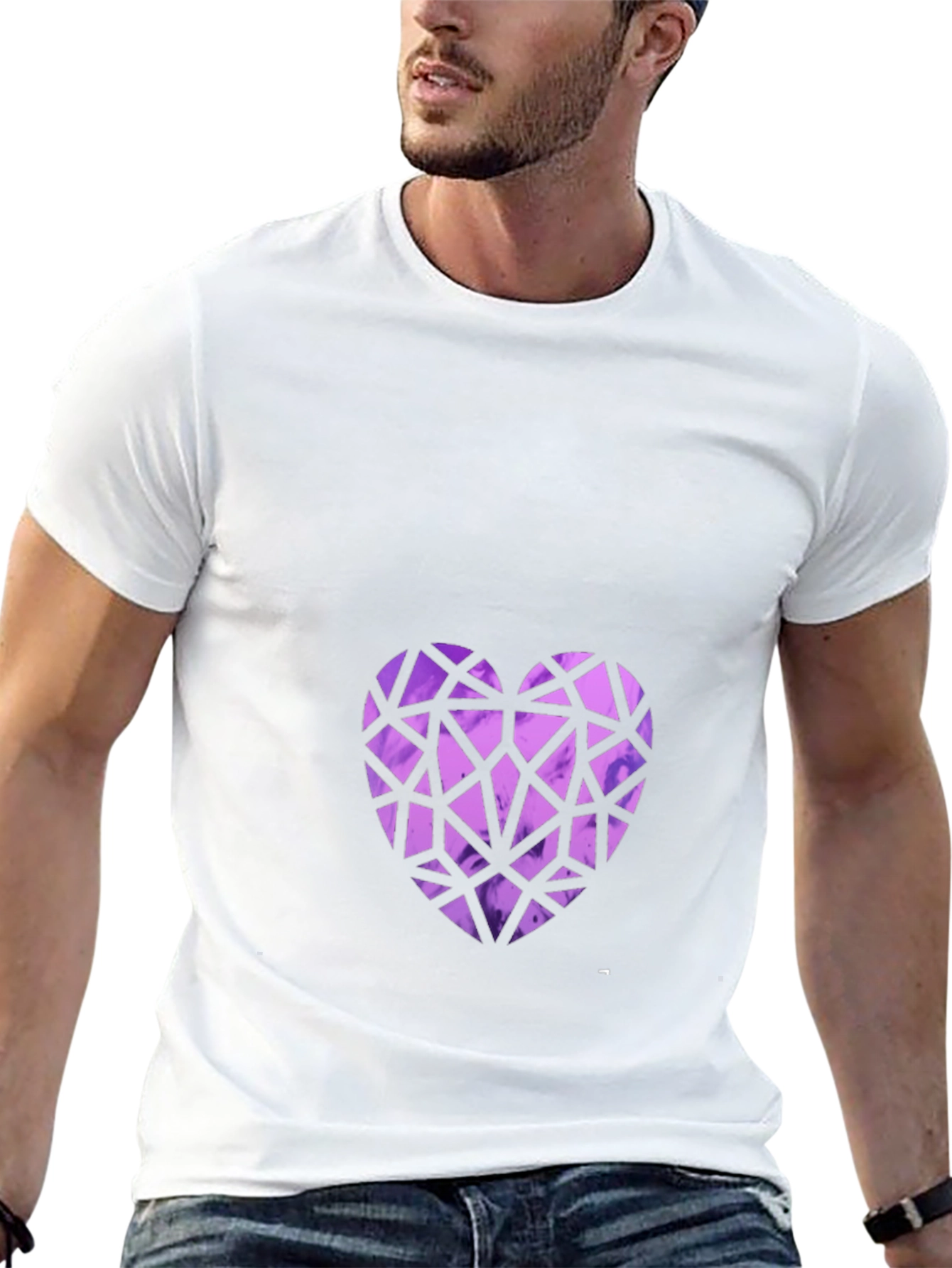 Geometric Heart Graphic Tee - Black