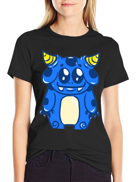 Blue Cartoon Monster Graphic Tee - Fun & Unique!