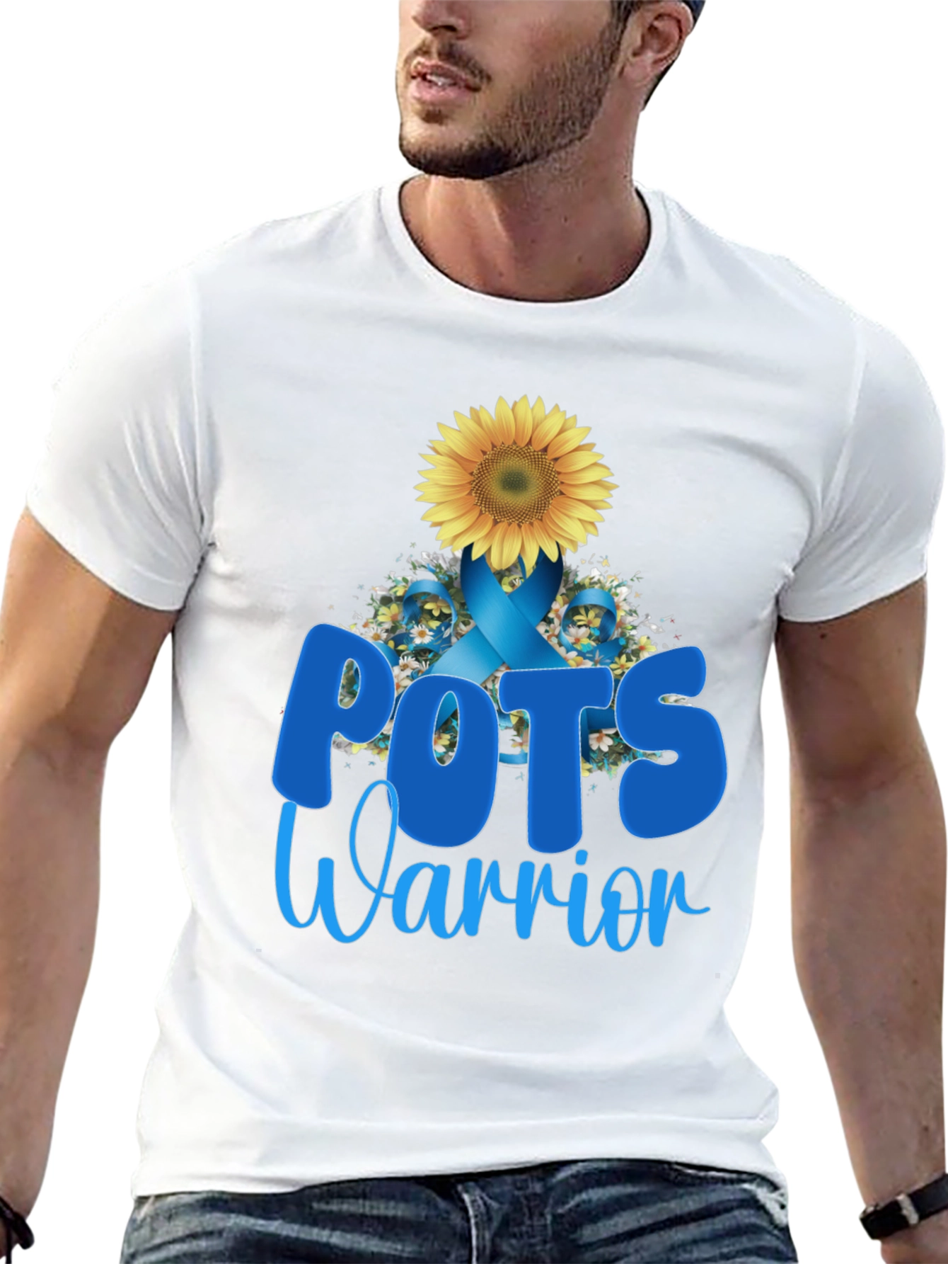 POTS Warrior Sunflower Ribbon Support T-Shirt