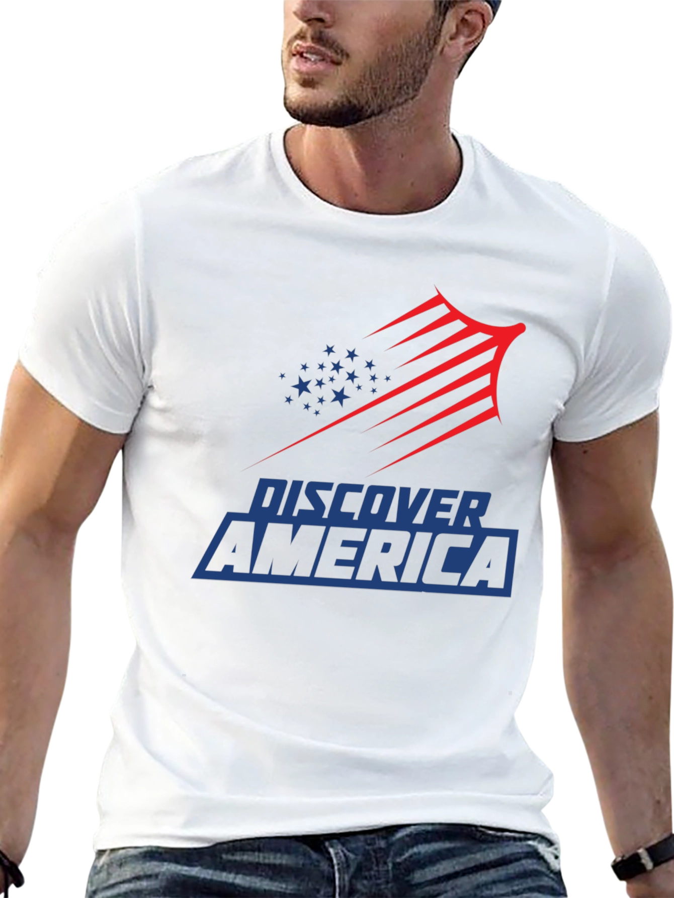 Discover America Graphic Tee - Patriotic Design