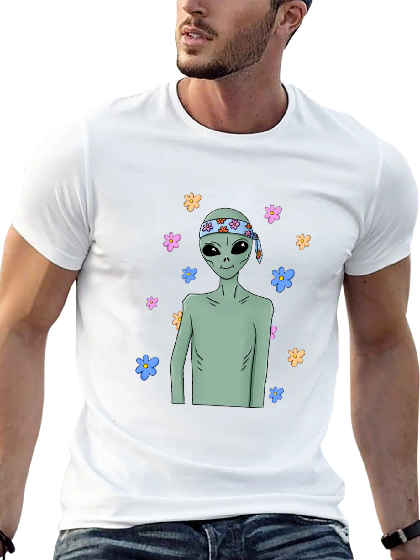 Groovy Alien T-Shirt - Peace Love & Outer Space