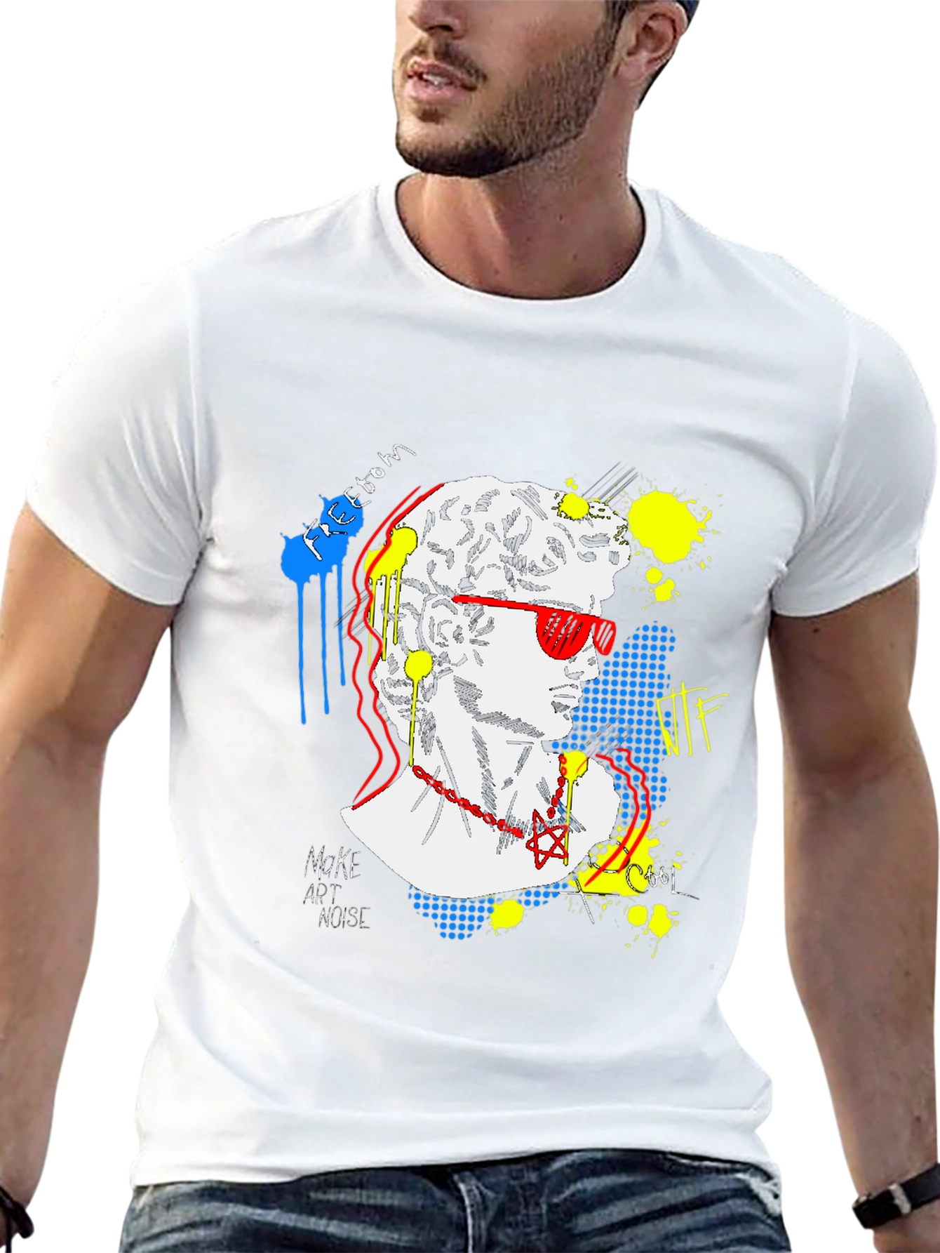Pop Art David Graphic Tee - Unisex Black T-Shirt