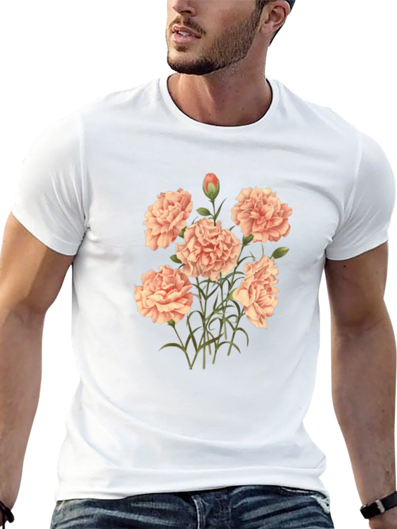 Floral Carnation Black T-Shirt
