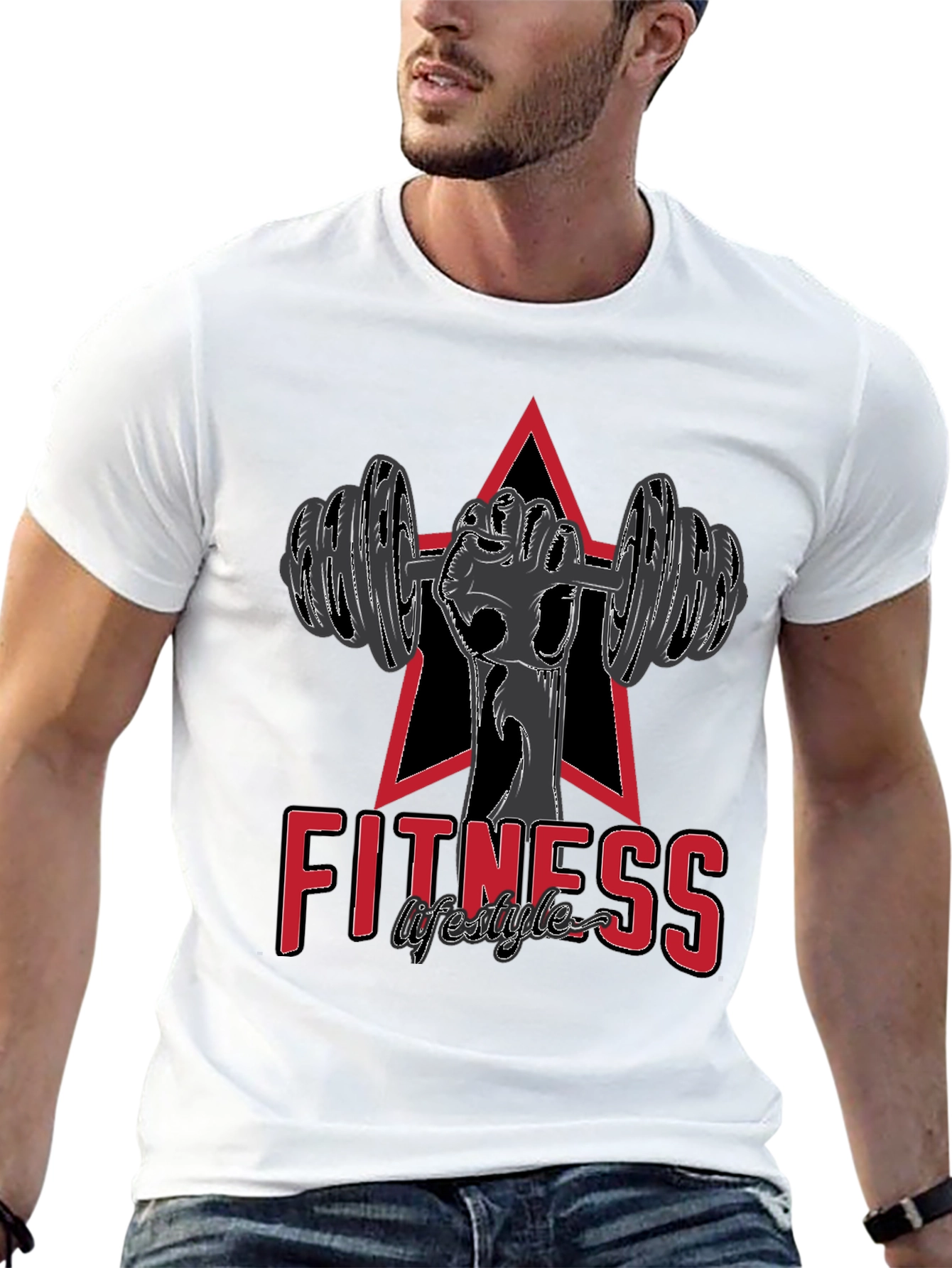 Fitness Lifestyle Graphic Tee - Weightlifting Design