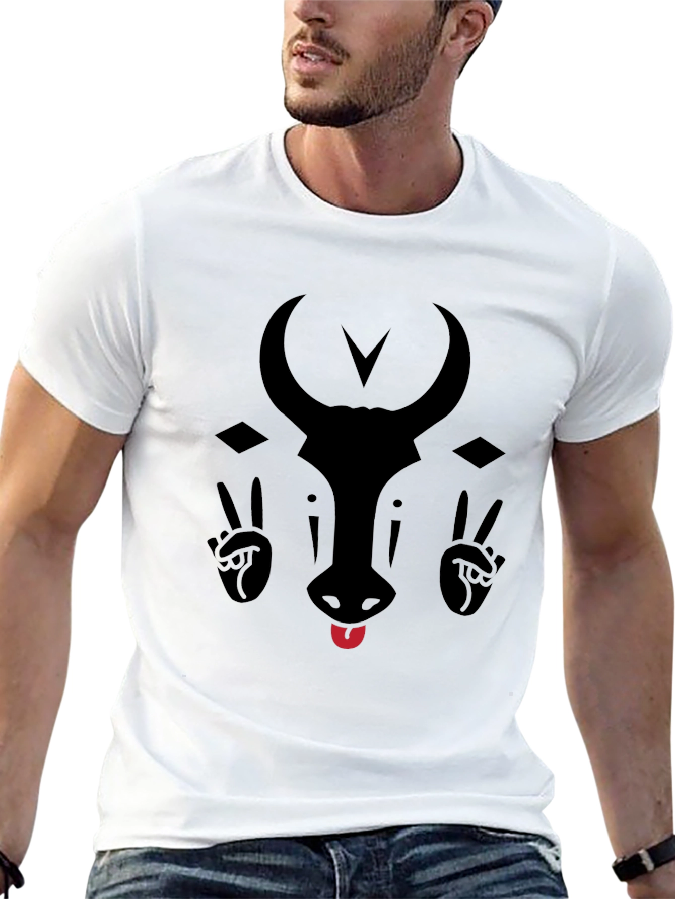 Bull Face Graphic Tee - Black