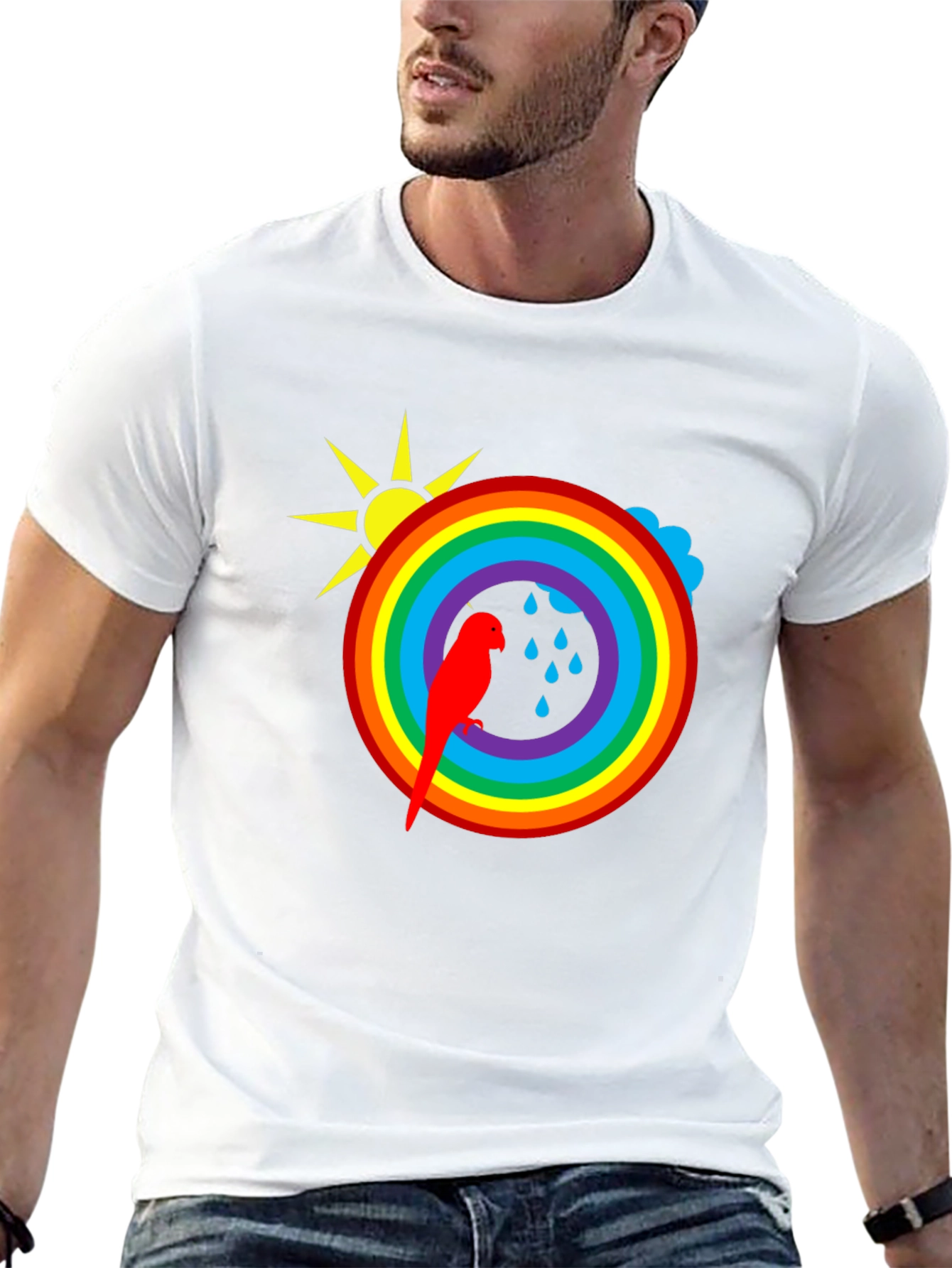 Rainbow Parrot Graphic T-Shirt