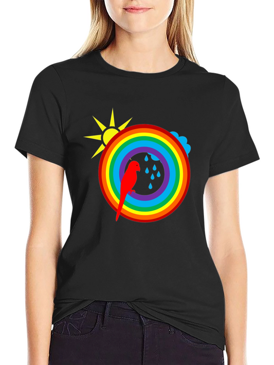 Rainbow Parrot Graphic T-Shirt