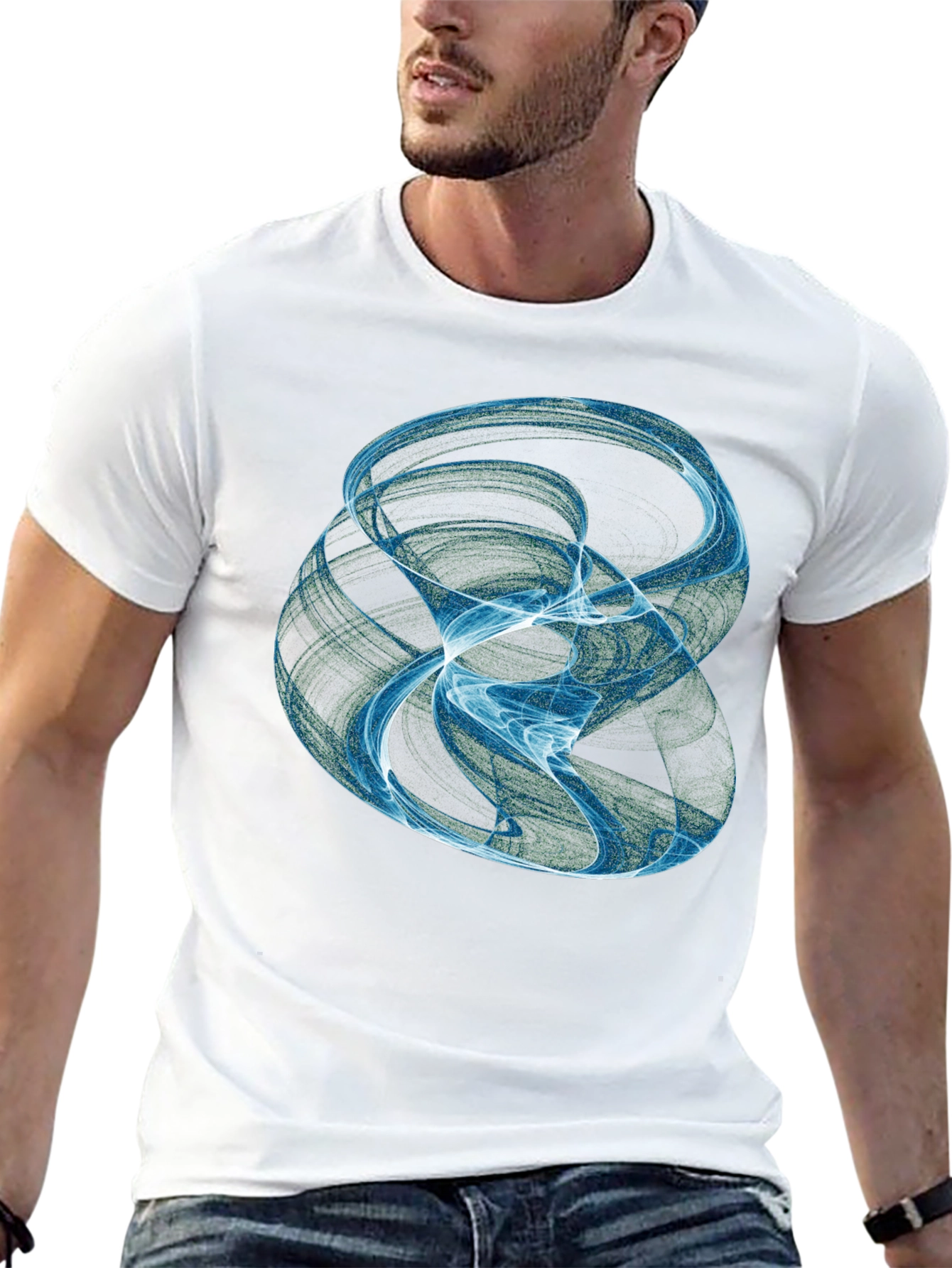 Abstract Swirl Graphic Black T-Shirt