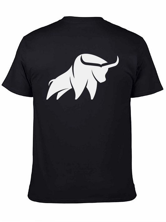 Black T-Shirt with White Bull Graphic
