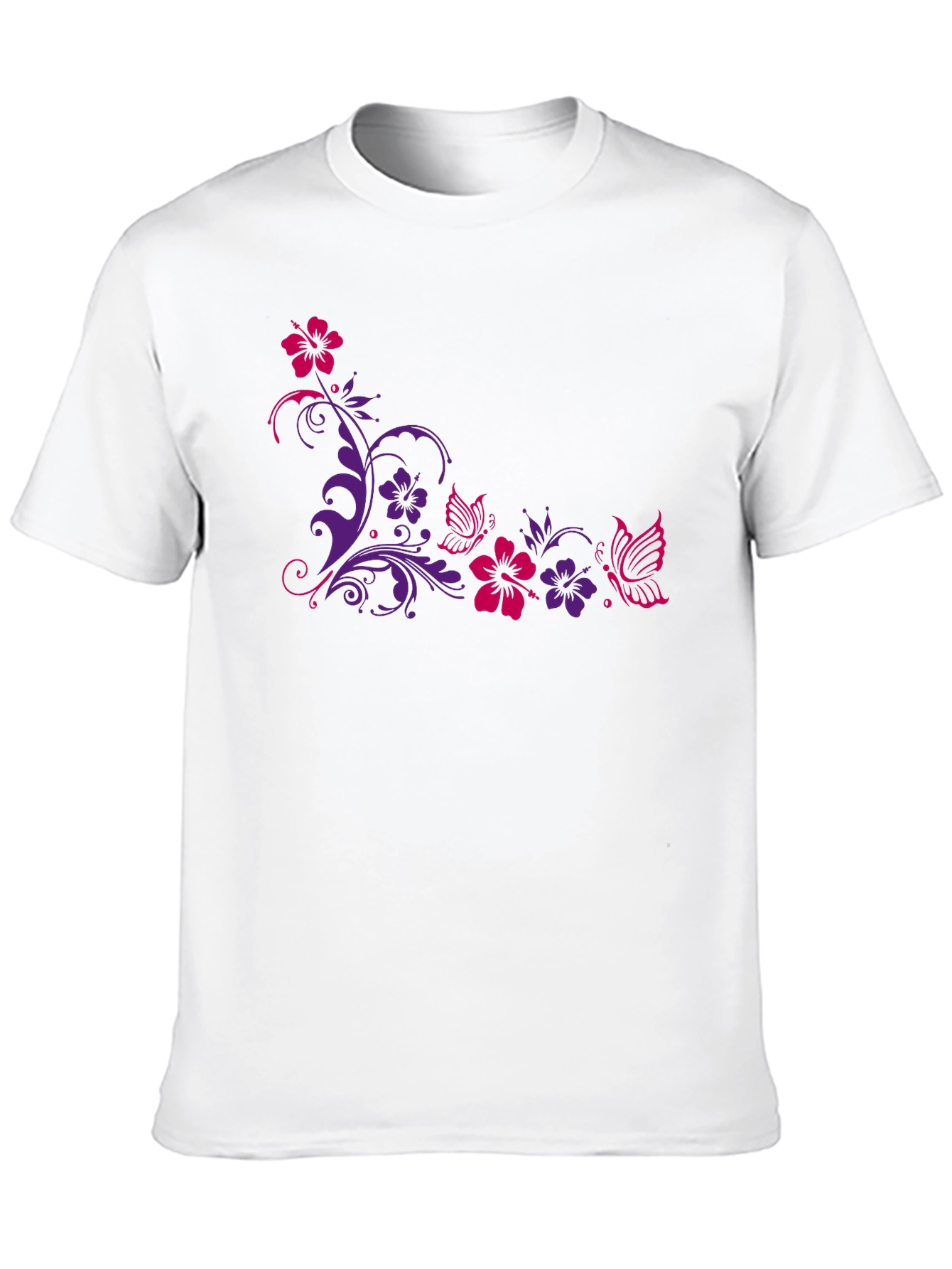 Floral Butterfly Graphic Black T-Shirt