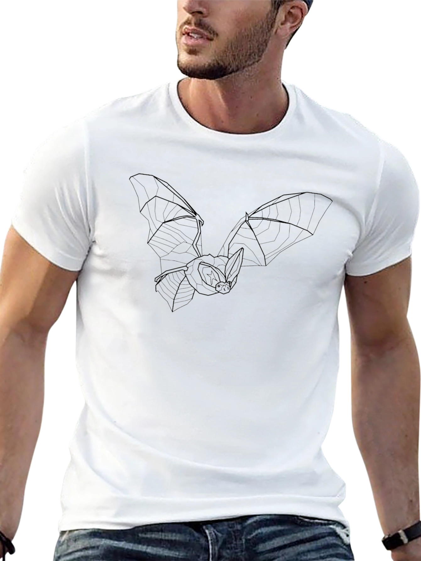 Bat Graphic Print Black T-Shirt