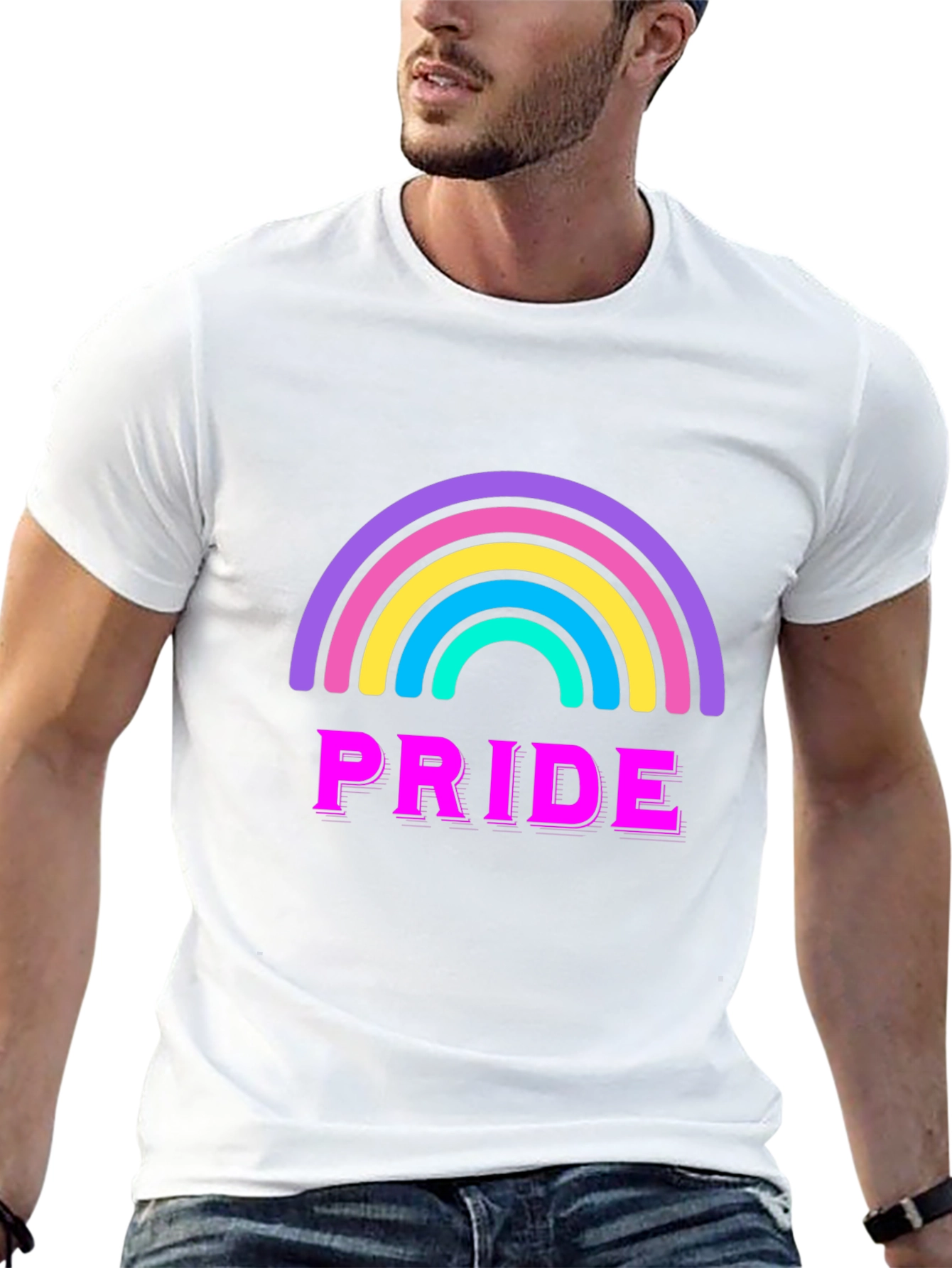 Pride Rainbow Graphic Tee - Black
