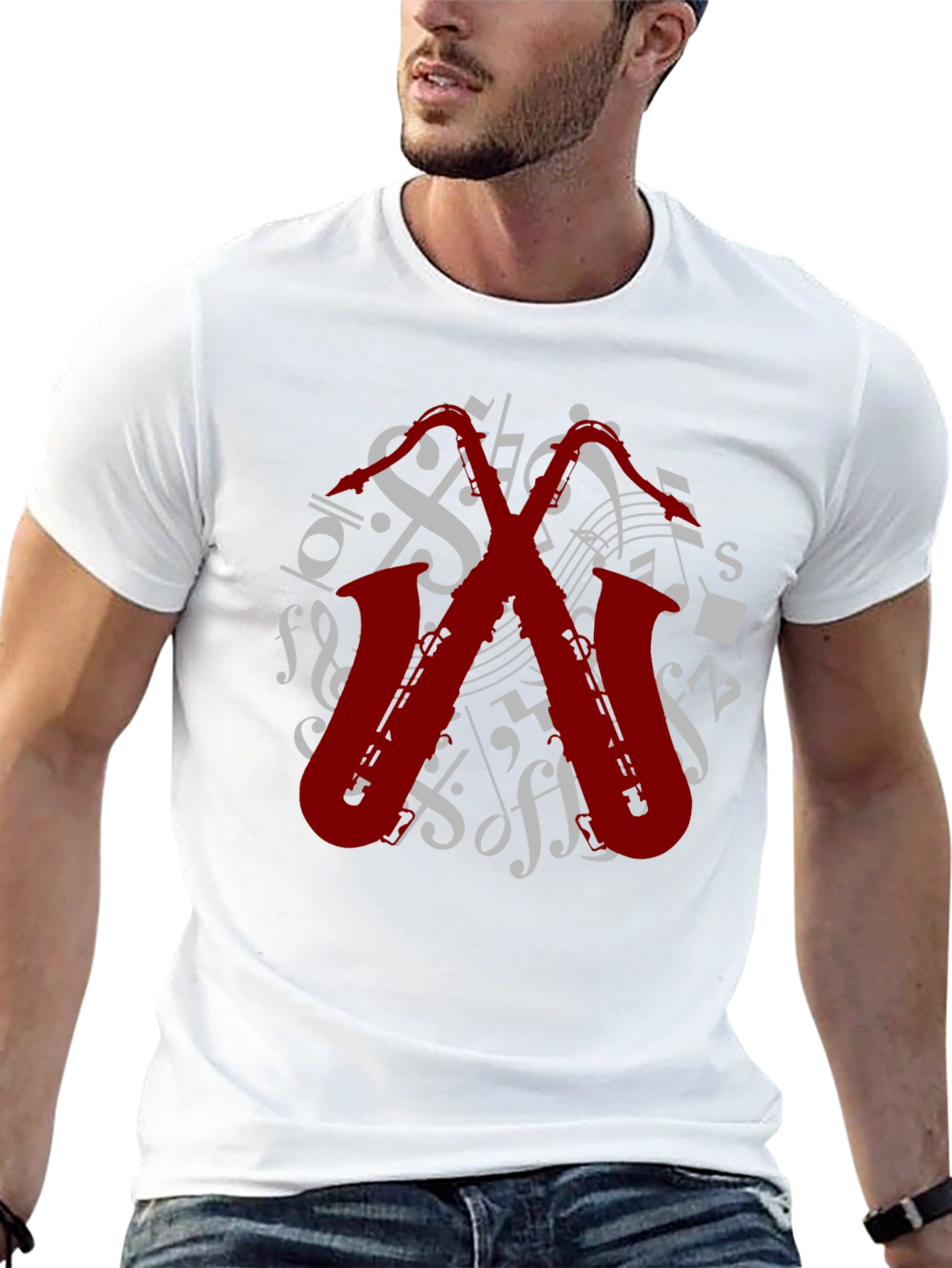Musical Saxophone Graphic Tee - Black Cotton T-Shirt
