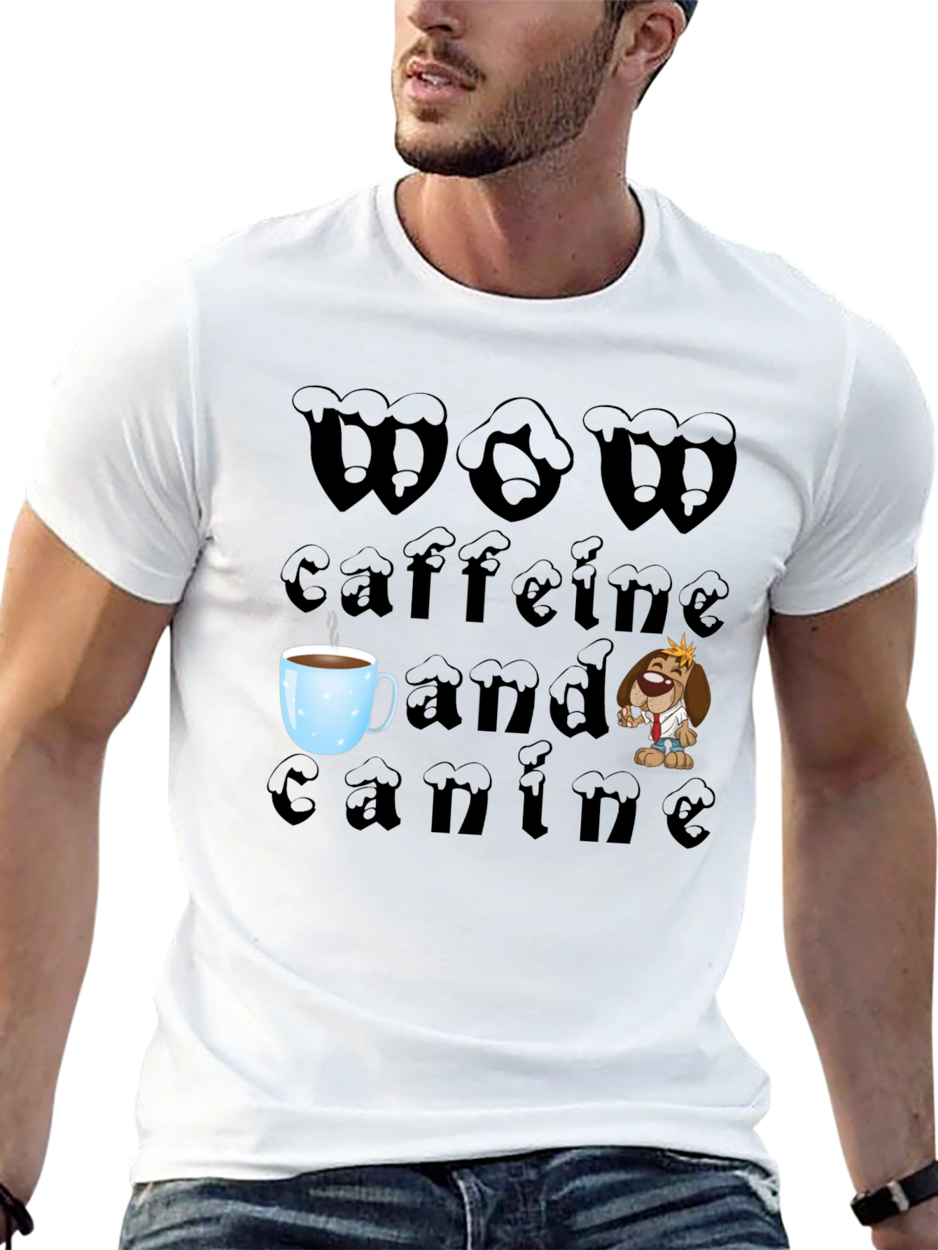 WOW Caffeine and Canine Graphic T-Shirt
