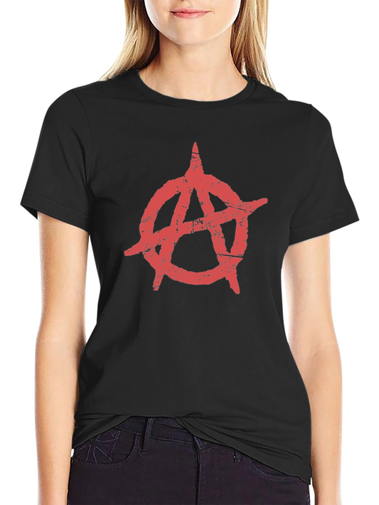 Anarchy Symbol T-Shirt - Distressed Red Print