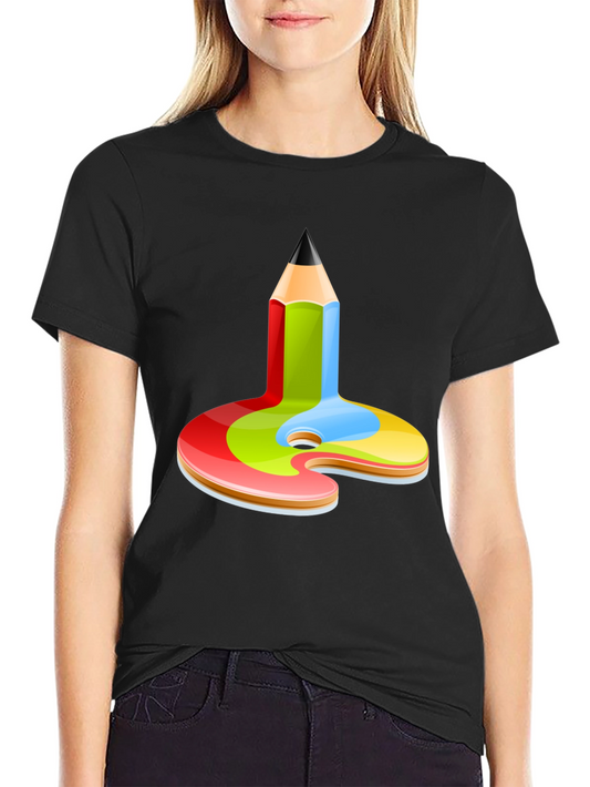 Artist Palette Pencil Graphic Tee - Black Cotton