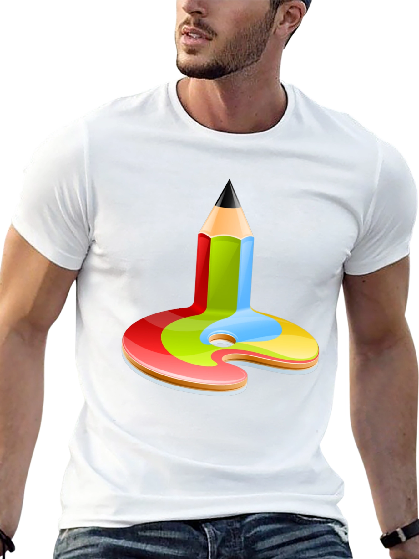 Artist Palette Pencil Graphic Tee - Black Cotton