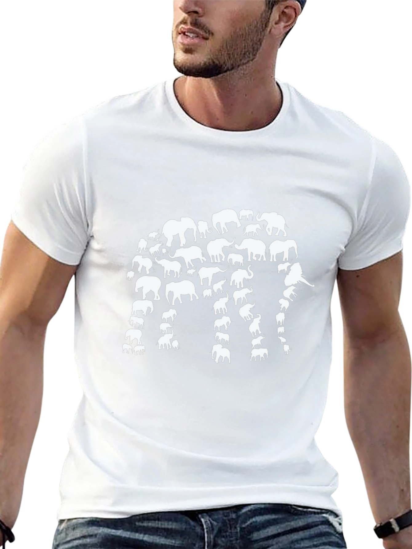 Elephant Silhouette T-Shirt - Black