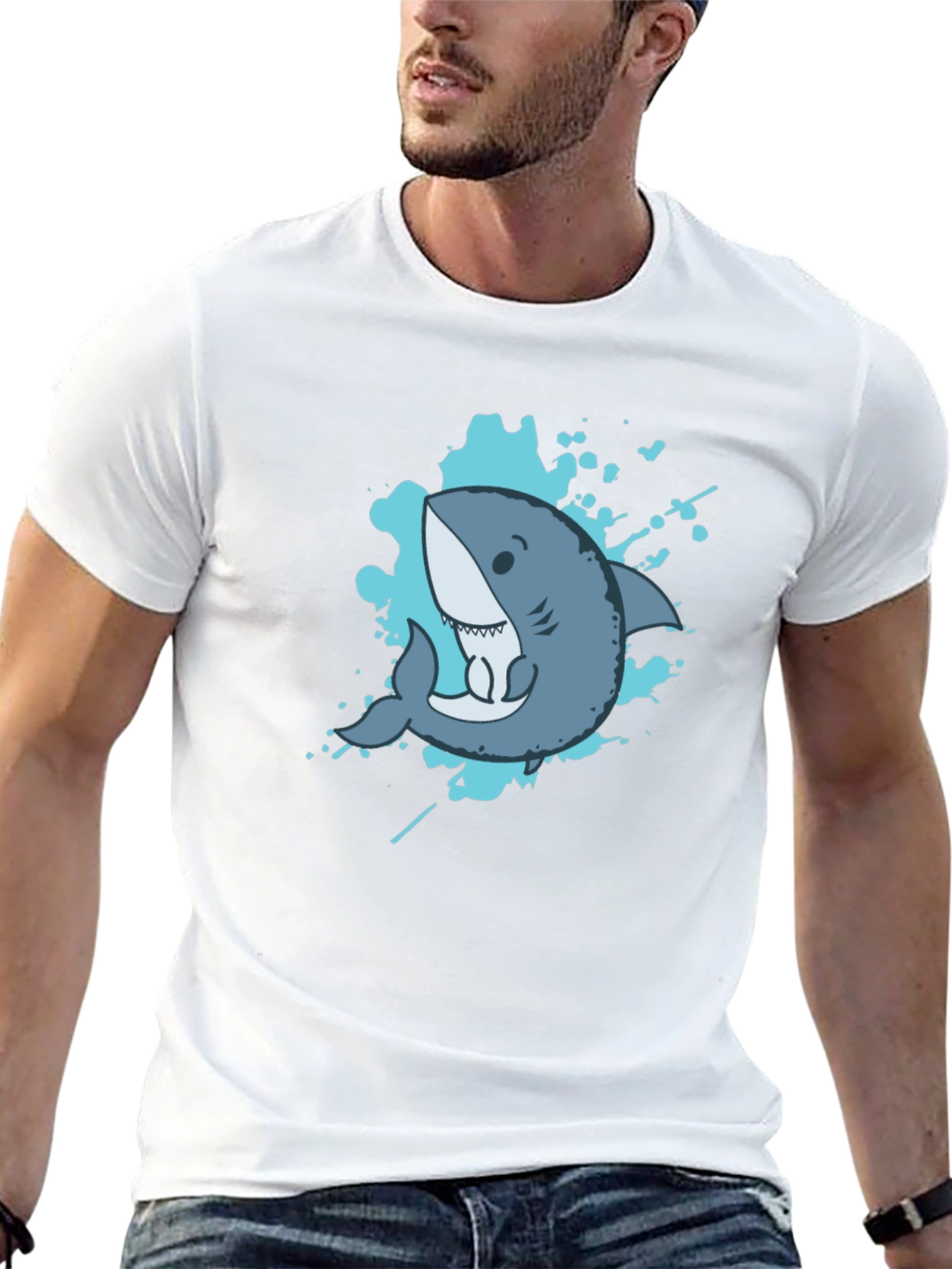 Shark Graphic Tee - Mens Black Short Sleeve