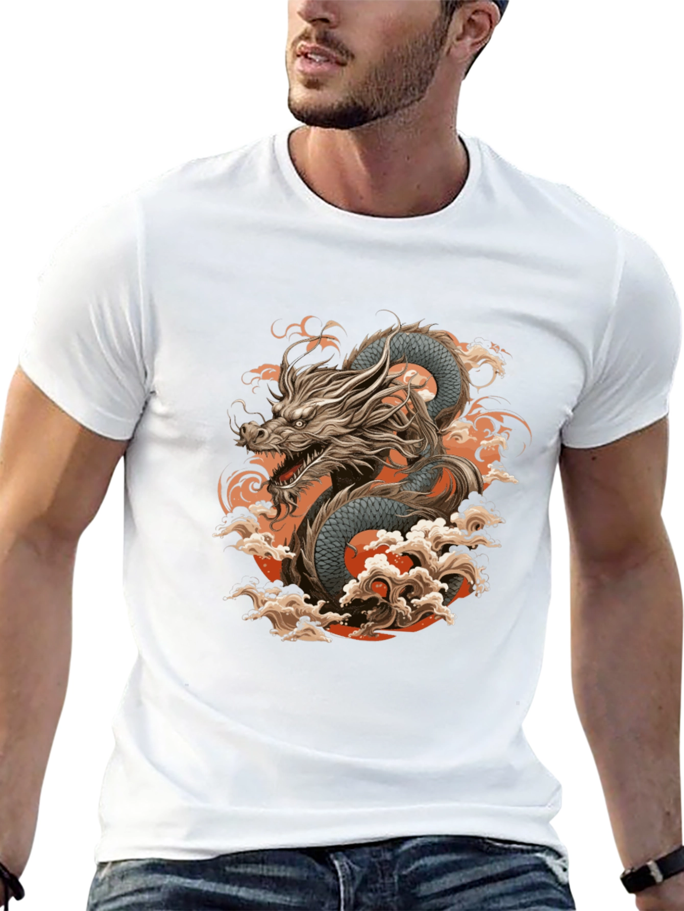 Dragon Graphic Print Black T-Shirt for Men