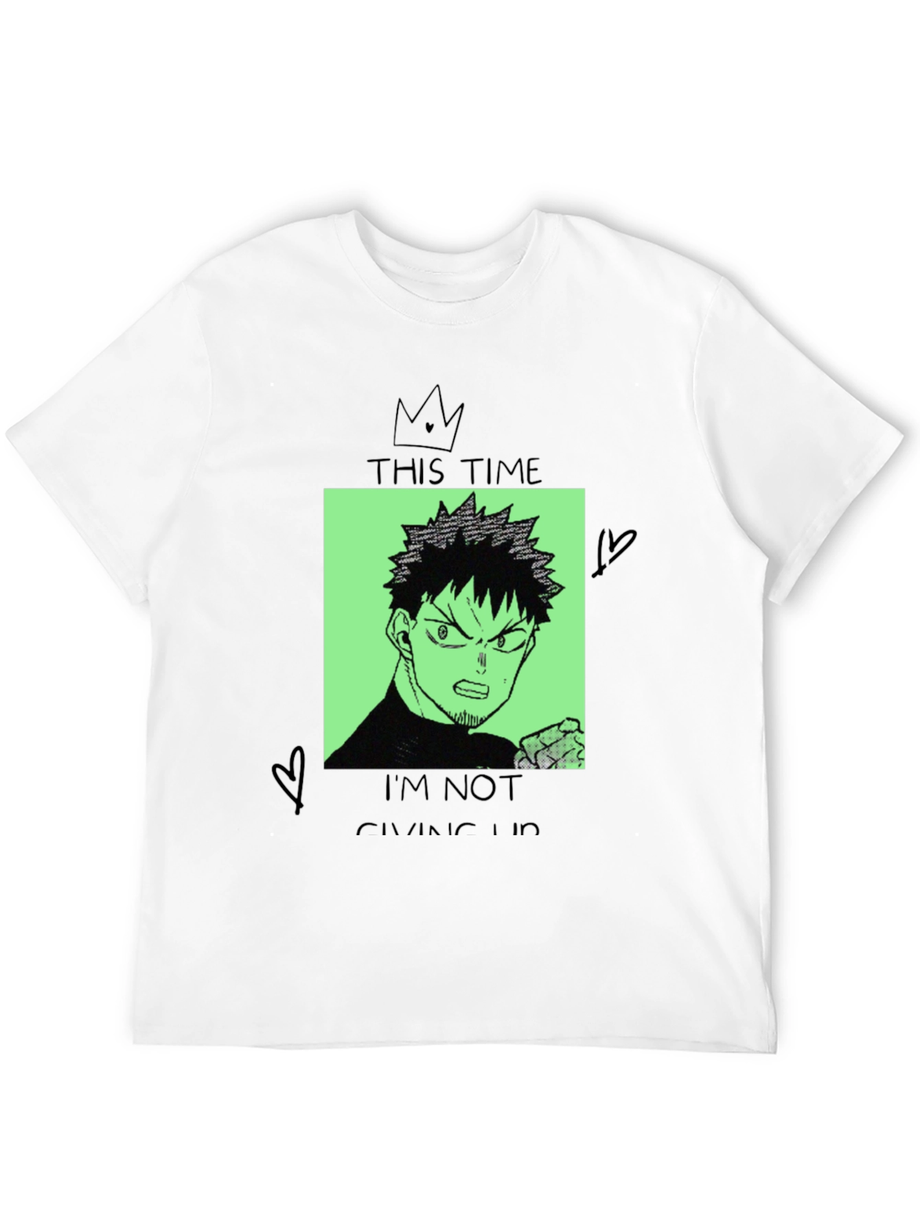 Anime Graphic Tee - Never Give Up Design
