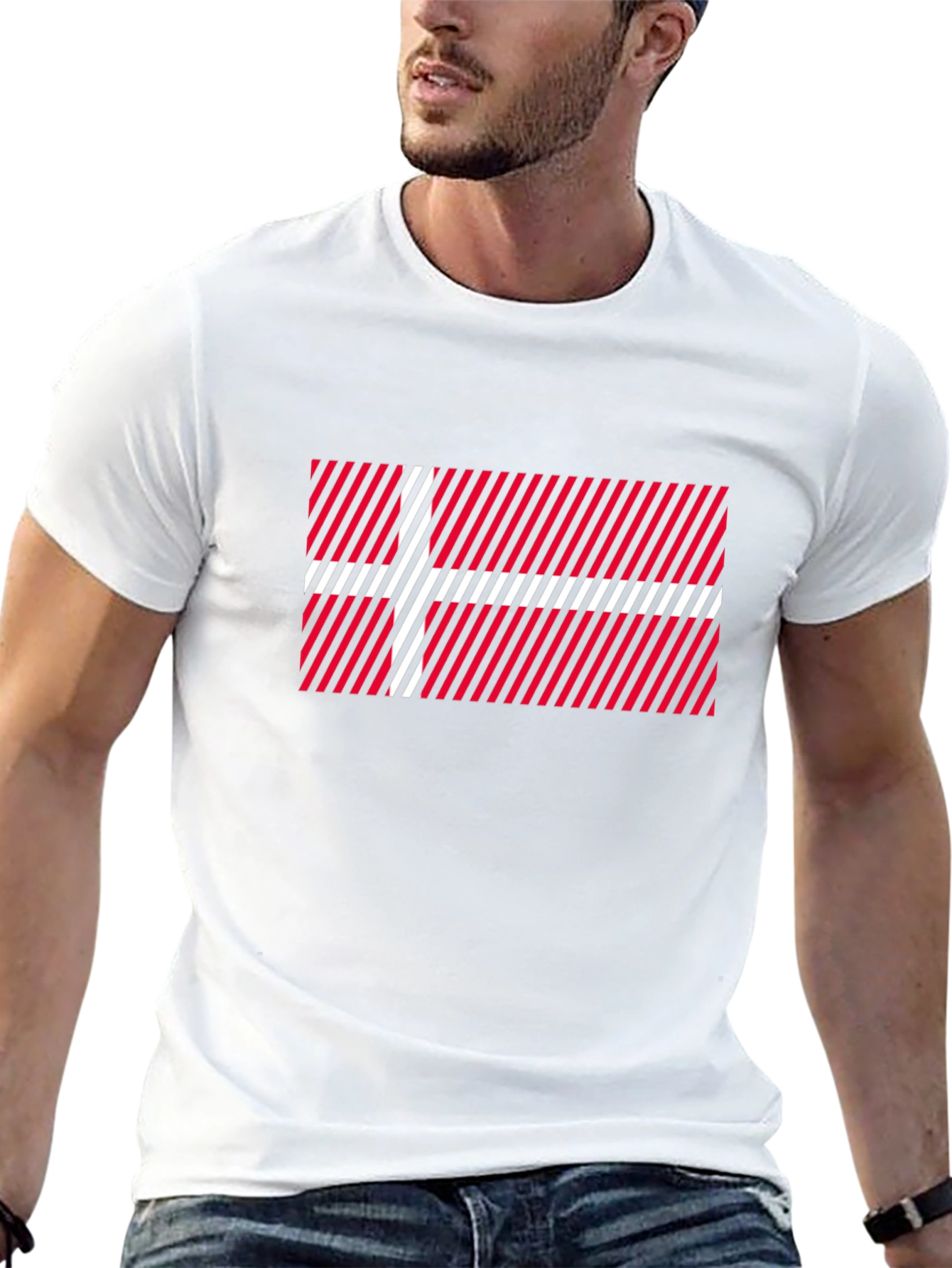 Danish Flag Pattern T-Shirt