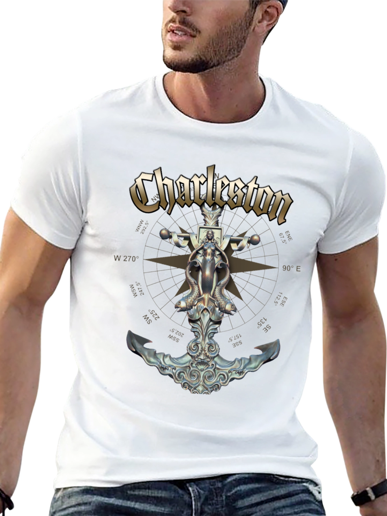 Charleston Anchor T-Shirt - Nautical Compass Design