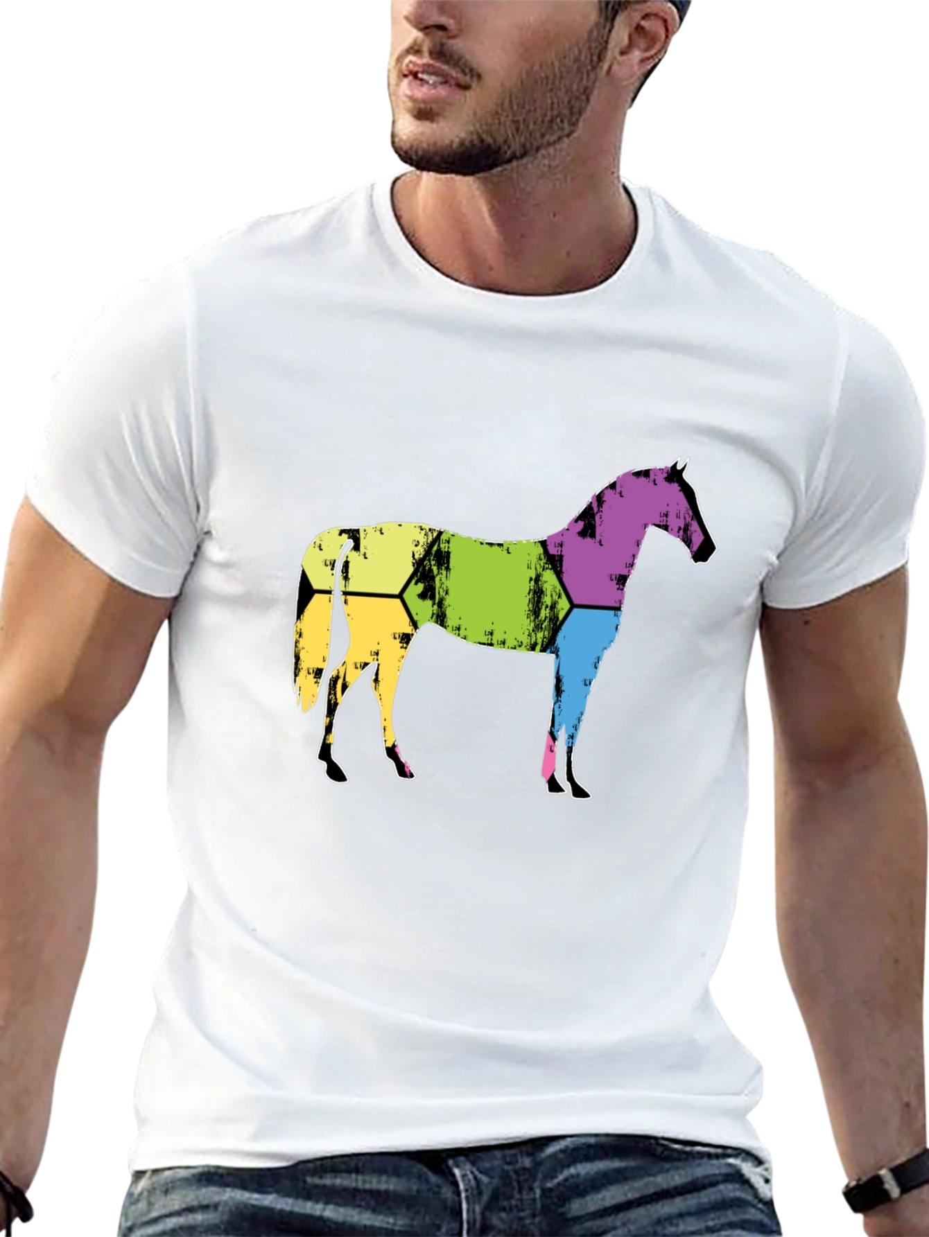 Abstract Horse Graphic Tee - Mens Black T-Shirt