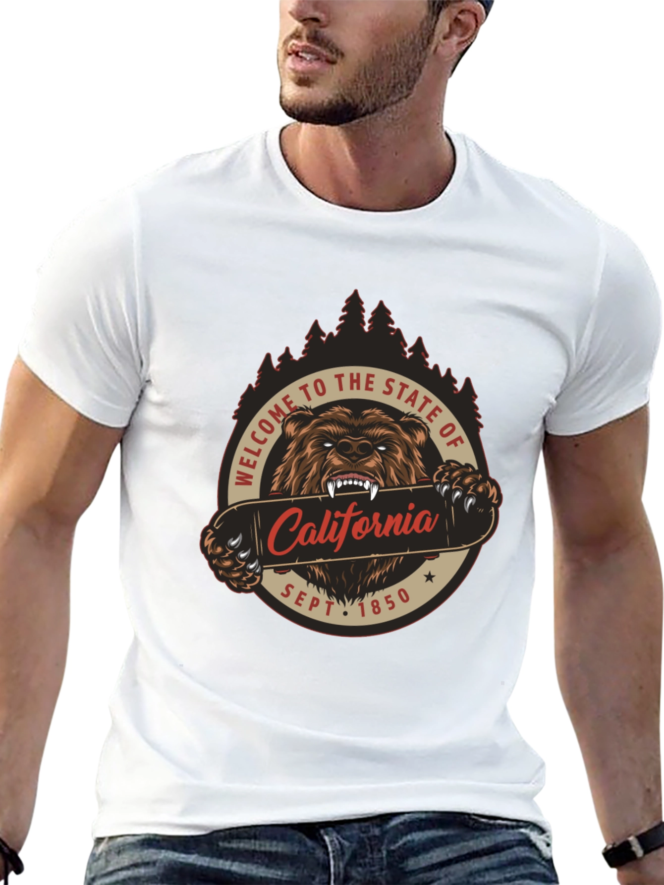 California Bear Graphic T-Shirt - Black