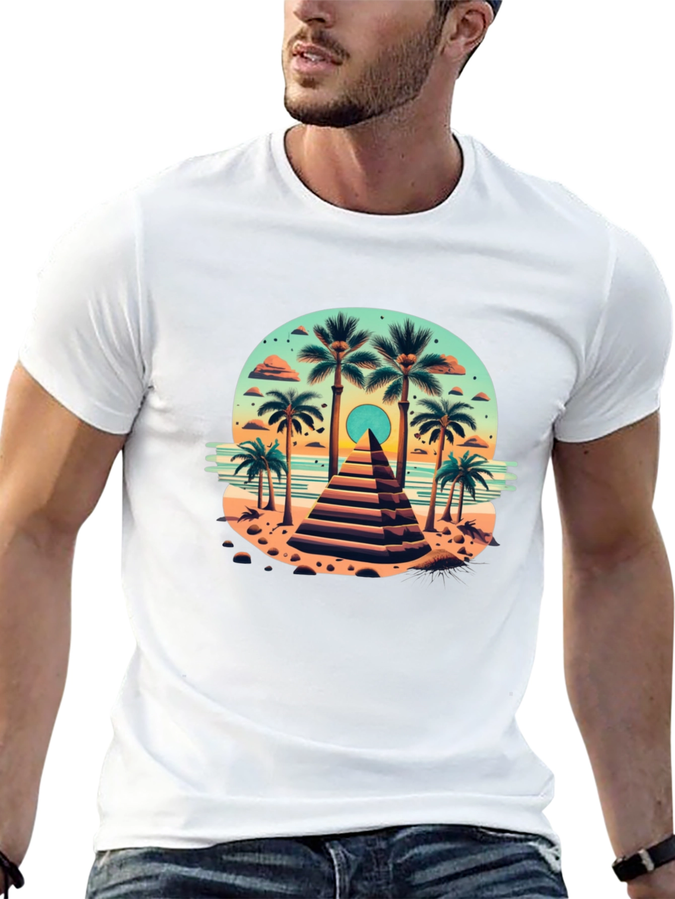 Tropical Pyramid T-Shirt - Beach Vibes