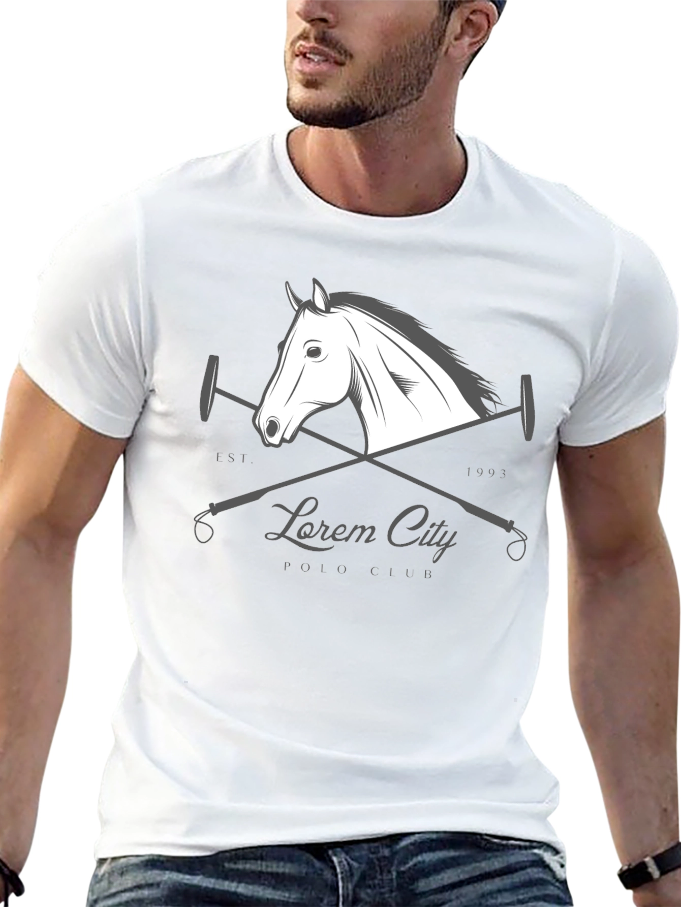 Black Polo Club T-Shirt with Horse Design
