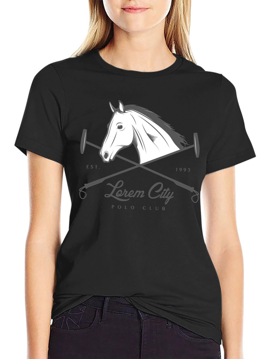 Black Polo Club T-Shirt with Horse Design