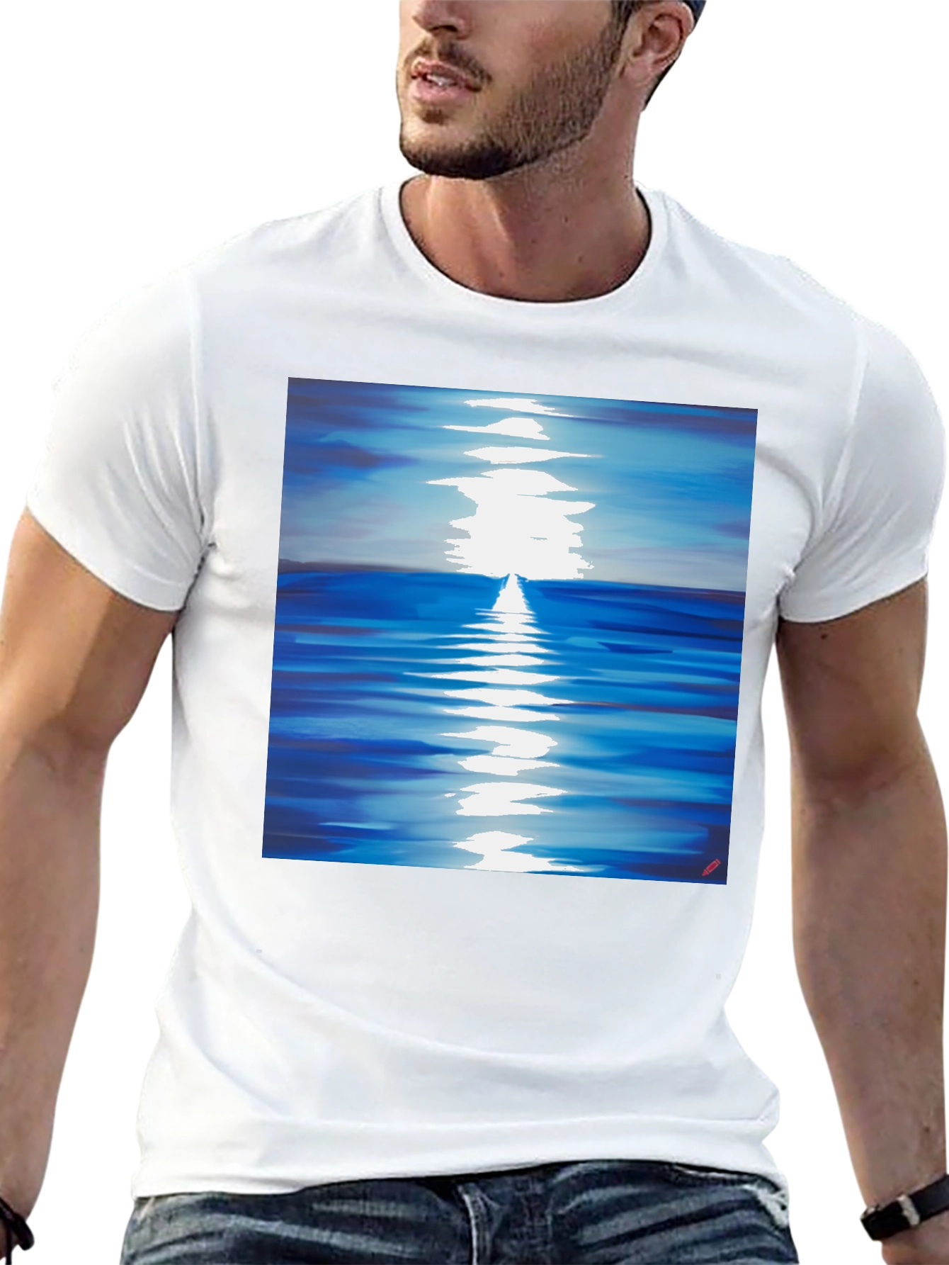 Ocean Reflection Graphic Tee - Black Unisex T-Shirt