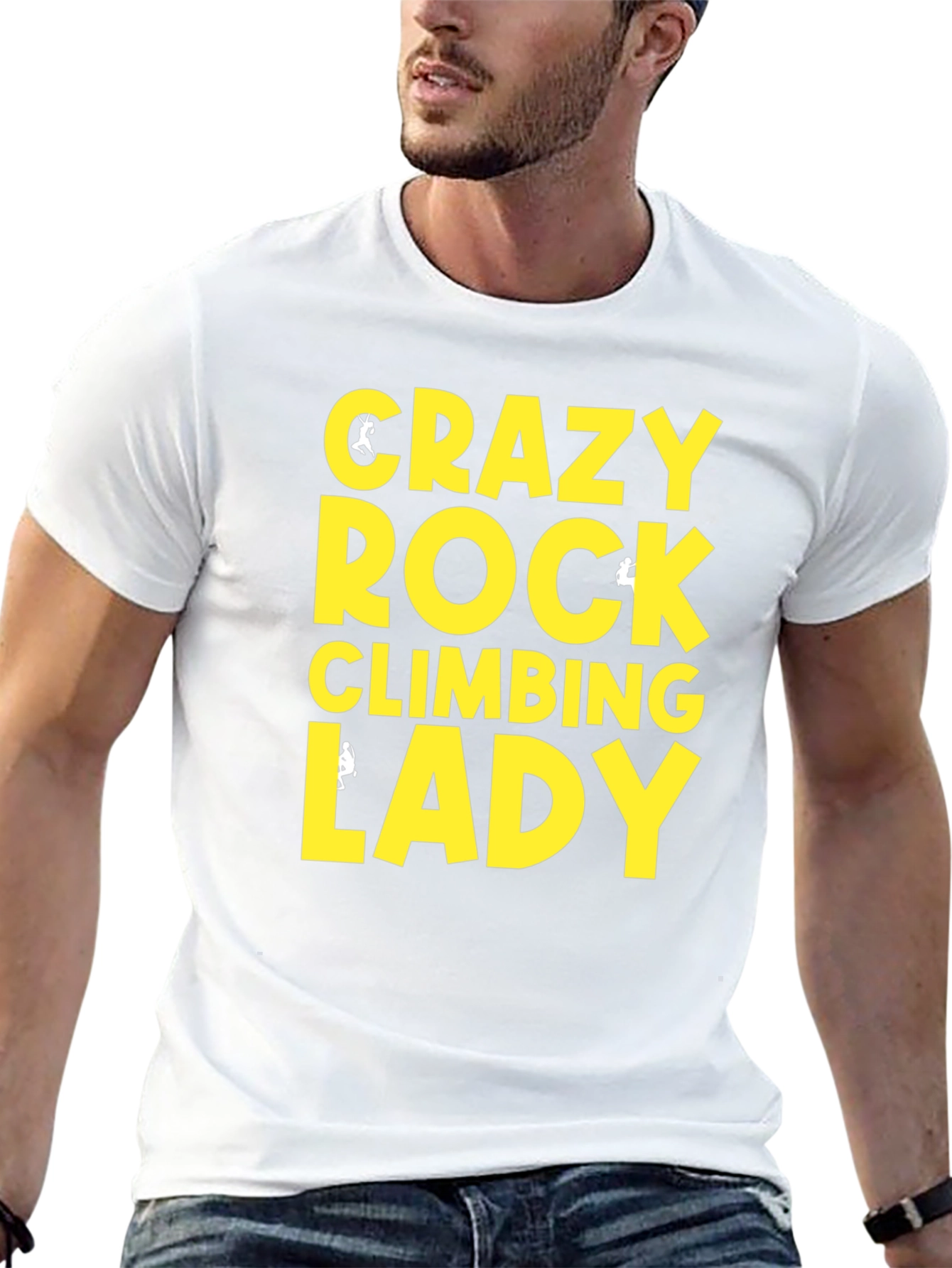 Crazy Rock Climbing Lady Graphic T-Shirt