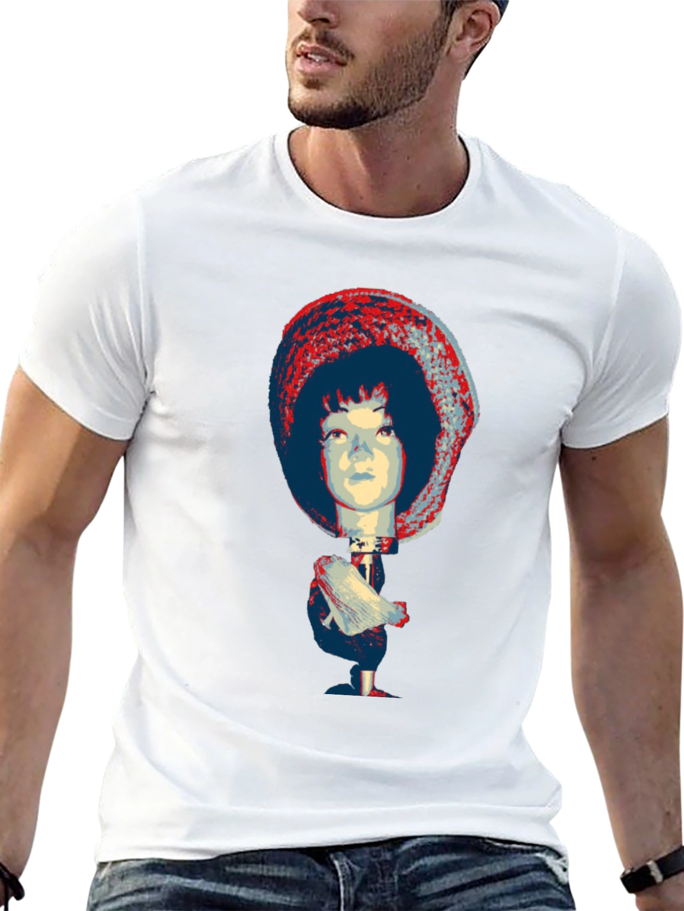 Unique Graphic Tee - Abstract Doll Print