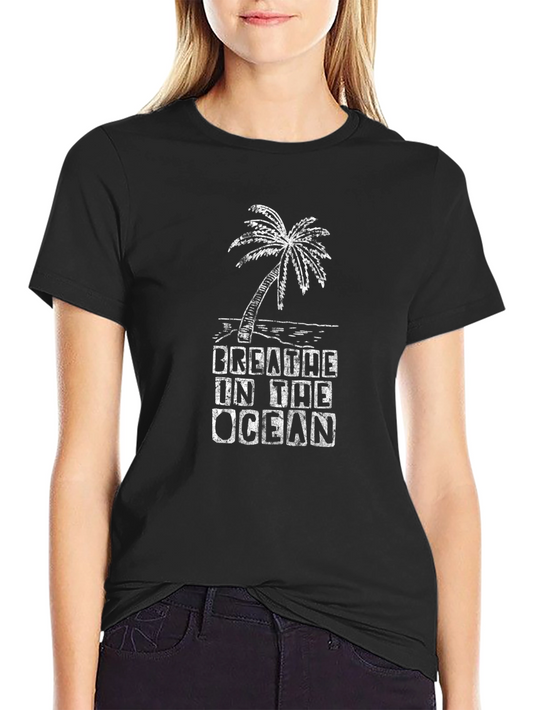 Breathe in the Ocean Black Graphic T-Shirt