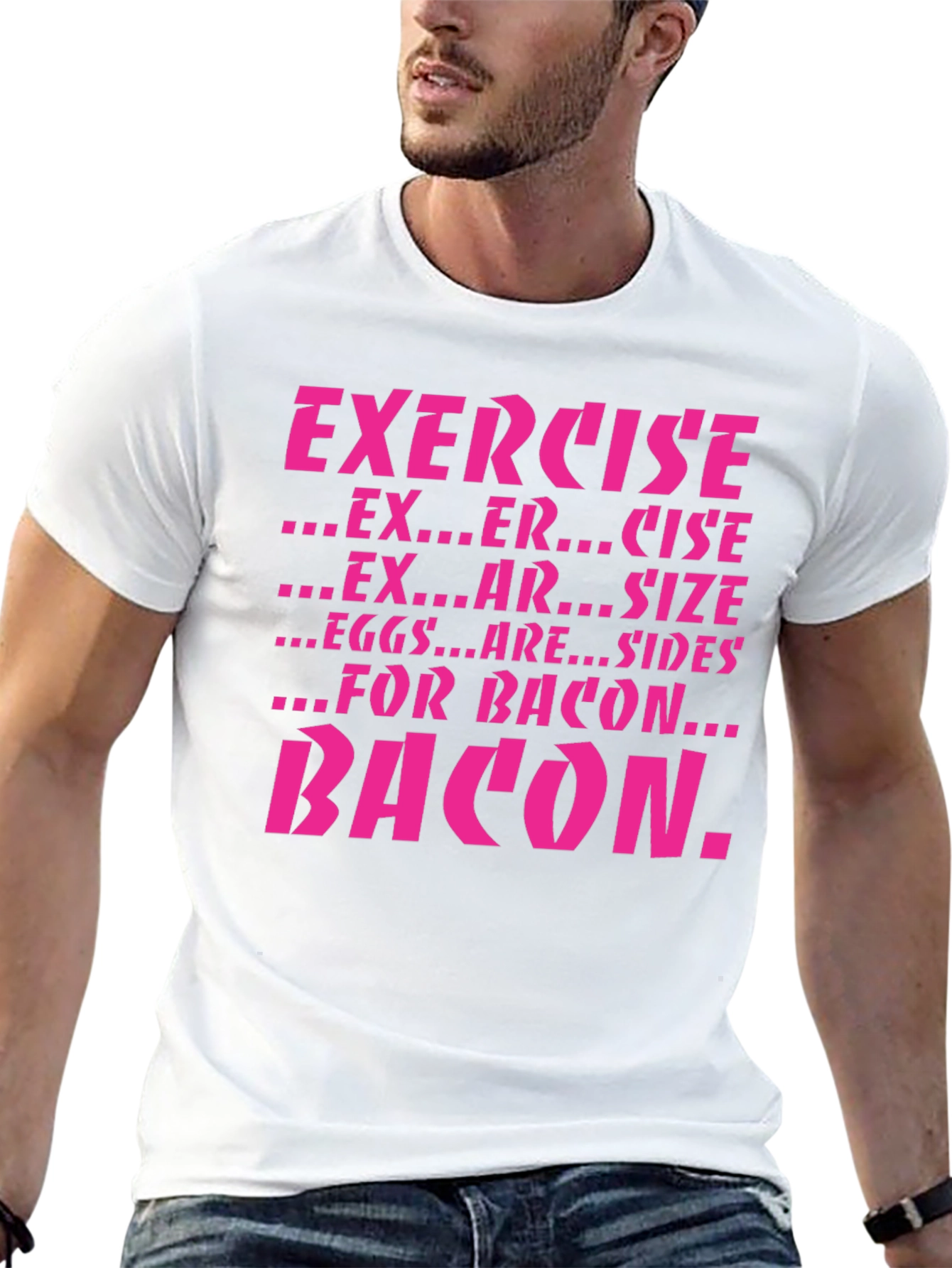 Exercise Bacon Funny Graphic T-Shirt