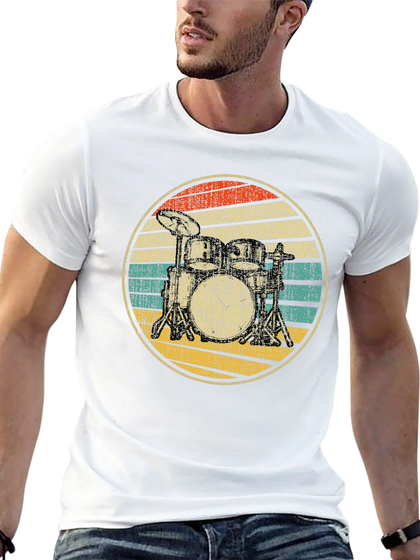 Retro Drum Set Graphic T-Shirt