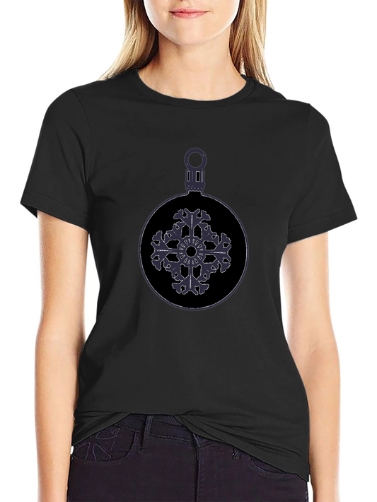 Festive Snowflake Ornament Graphic Tee - Black