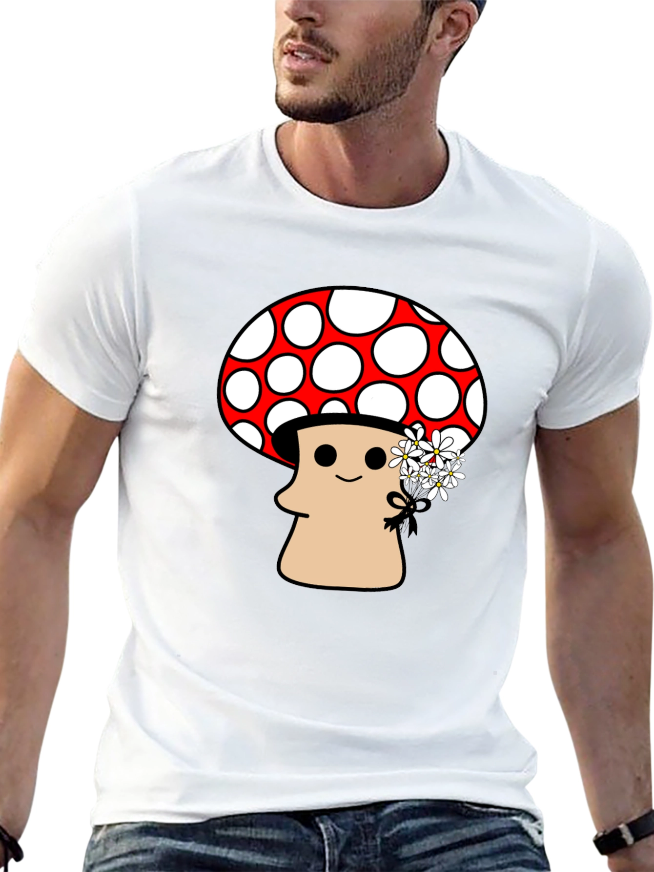 Mushroom Graphic Tee - Funky Floral Design